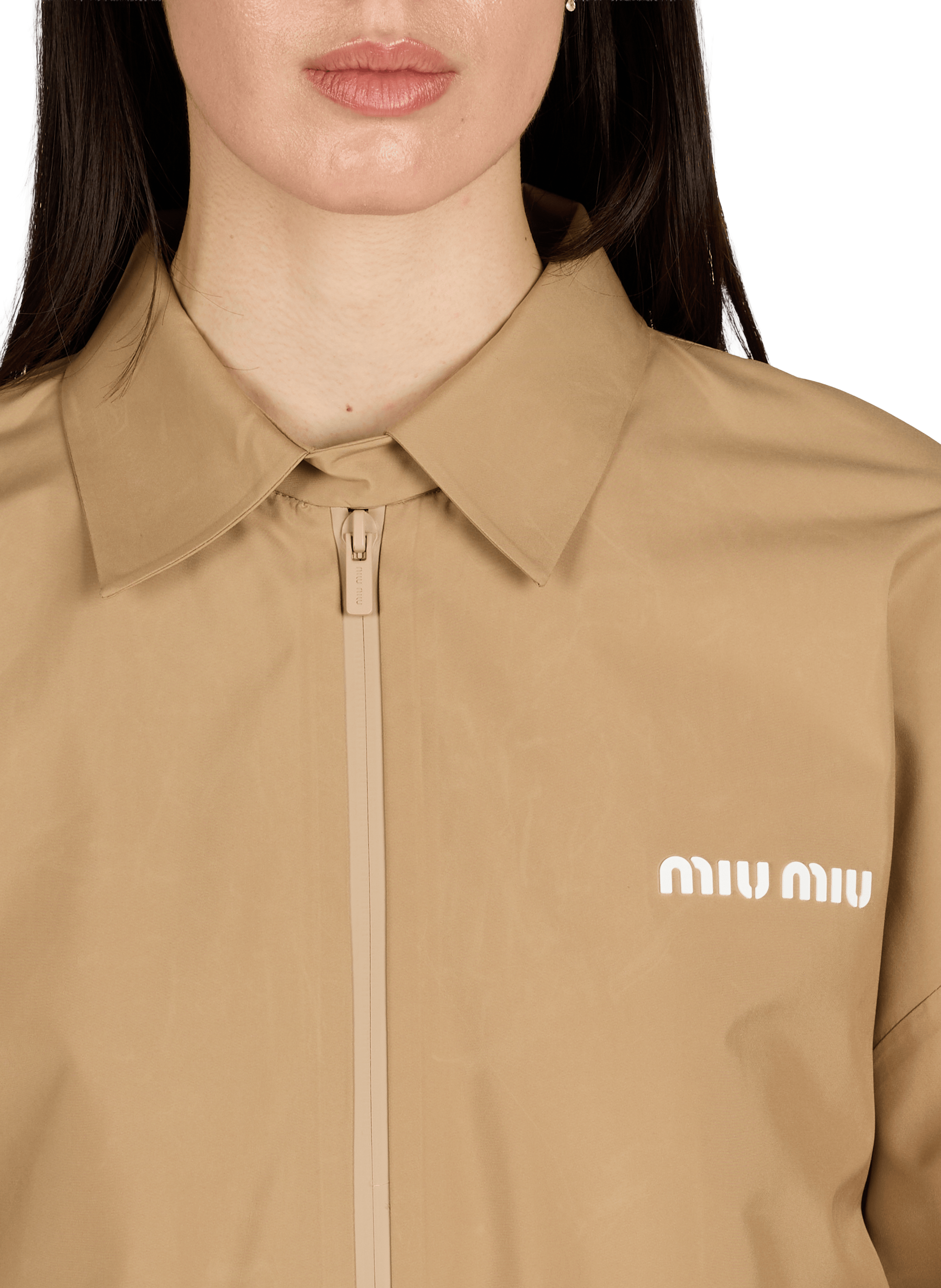 Oversized jacket with a classic collar MIU MIU Beige
