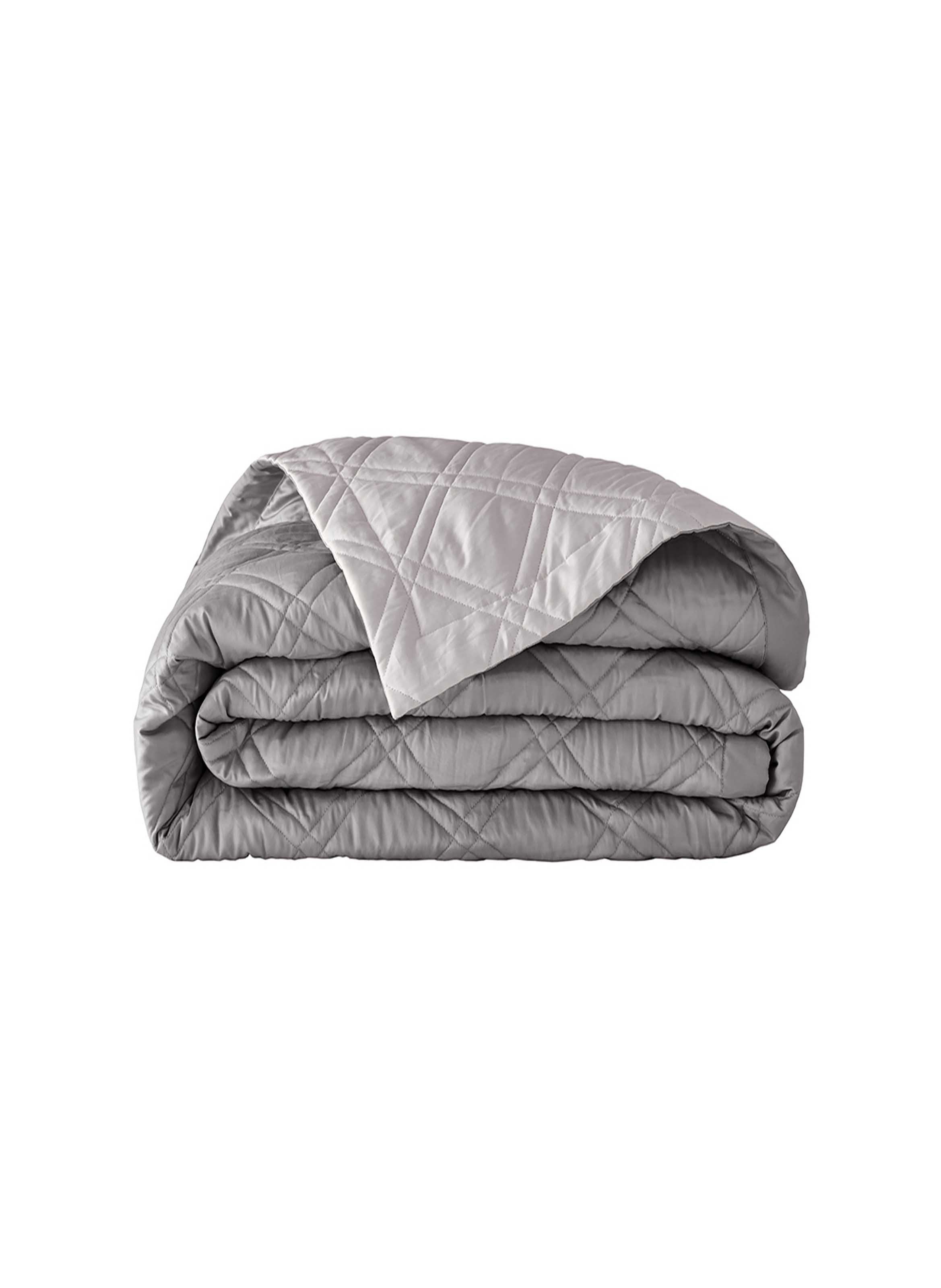 Couvre-lit matelassé bicolore en satin de coton bio, merveille ALEXANDRE TURPAULT Blanc