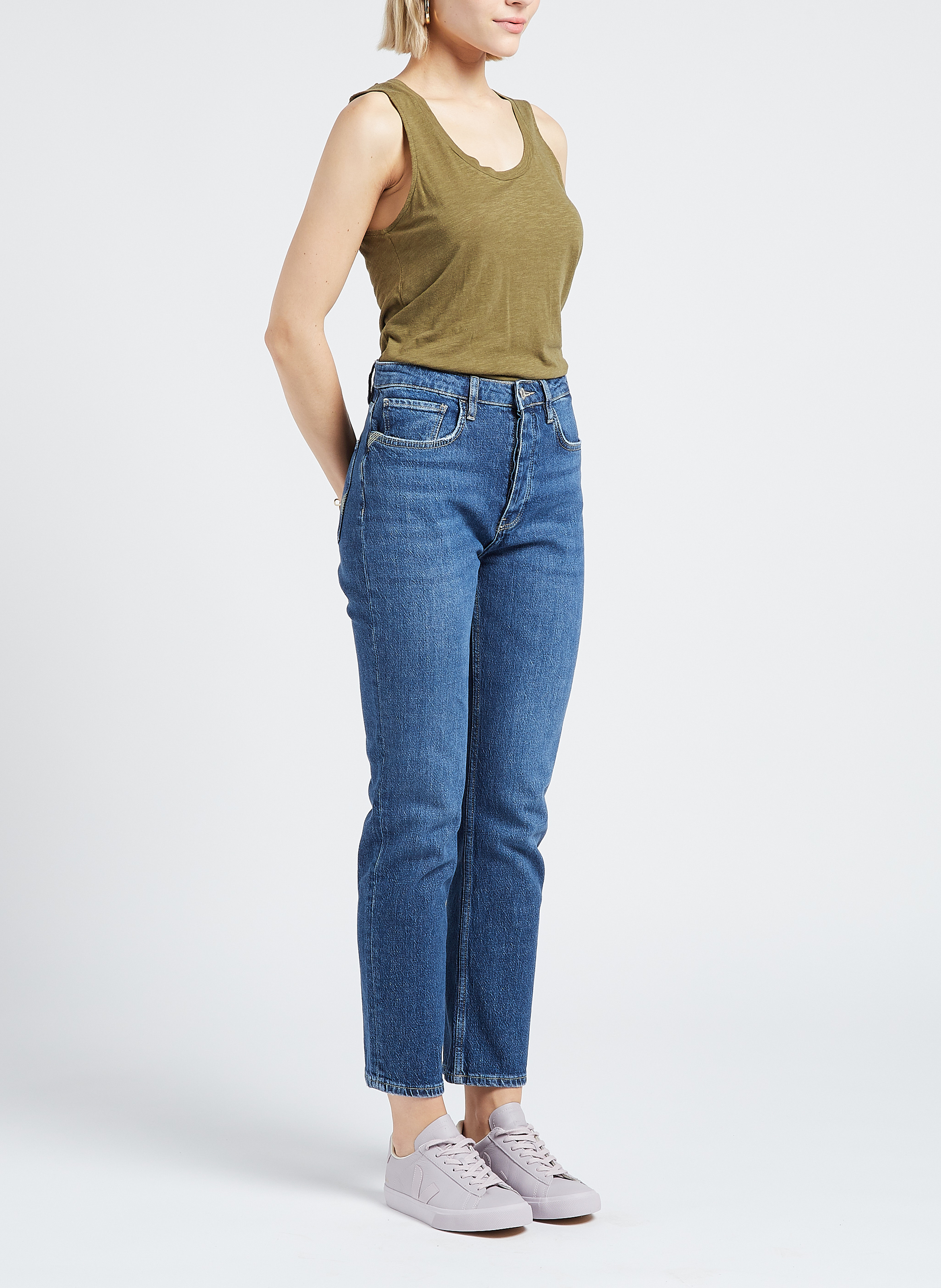 Débardeur à col rond en coton mélangé Jacksonville AMERICAN VINTAGE Kaki