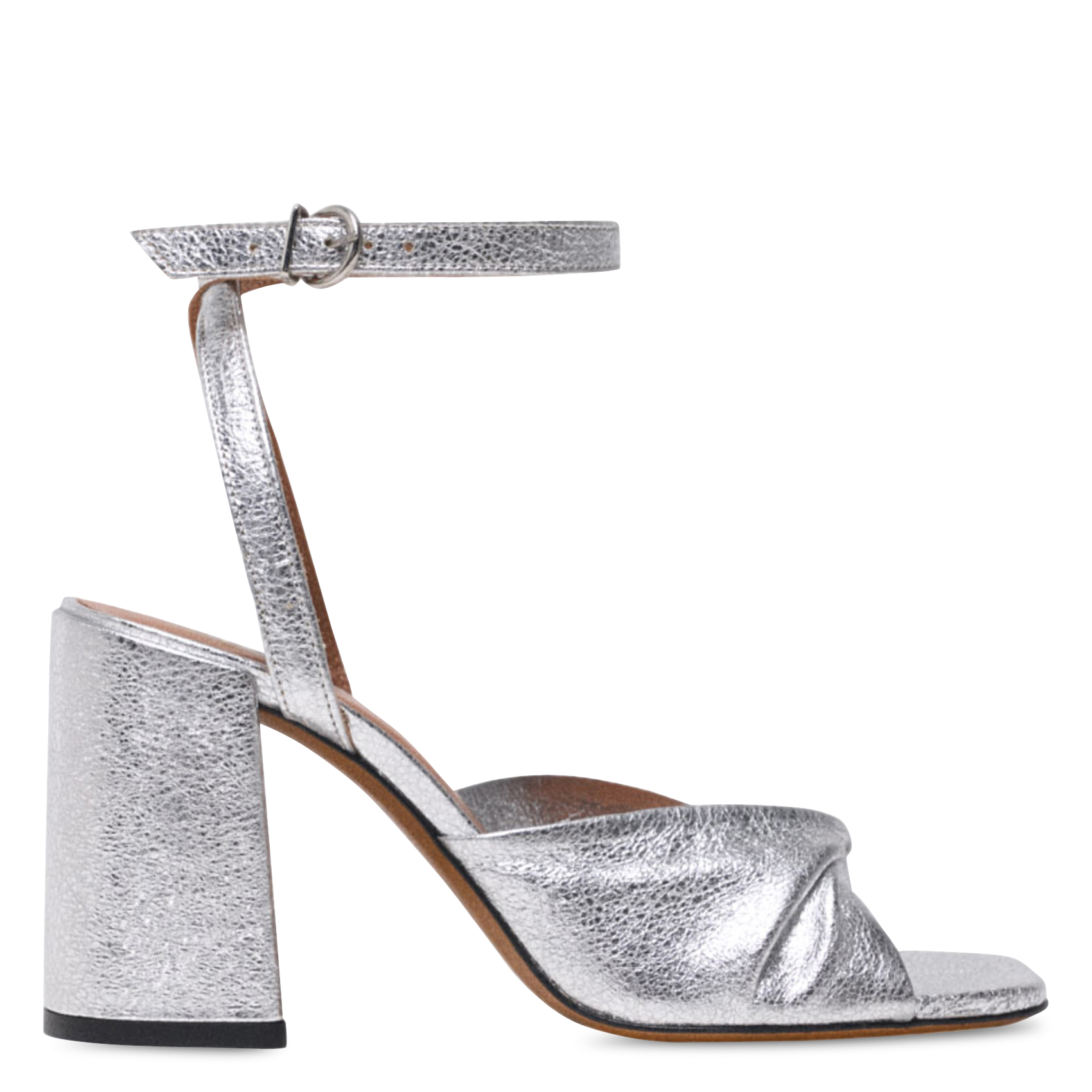 Sandales à talon en curi métallisé MAJE Argent