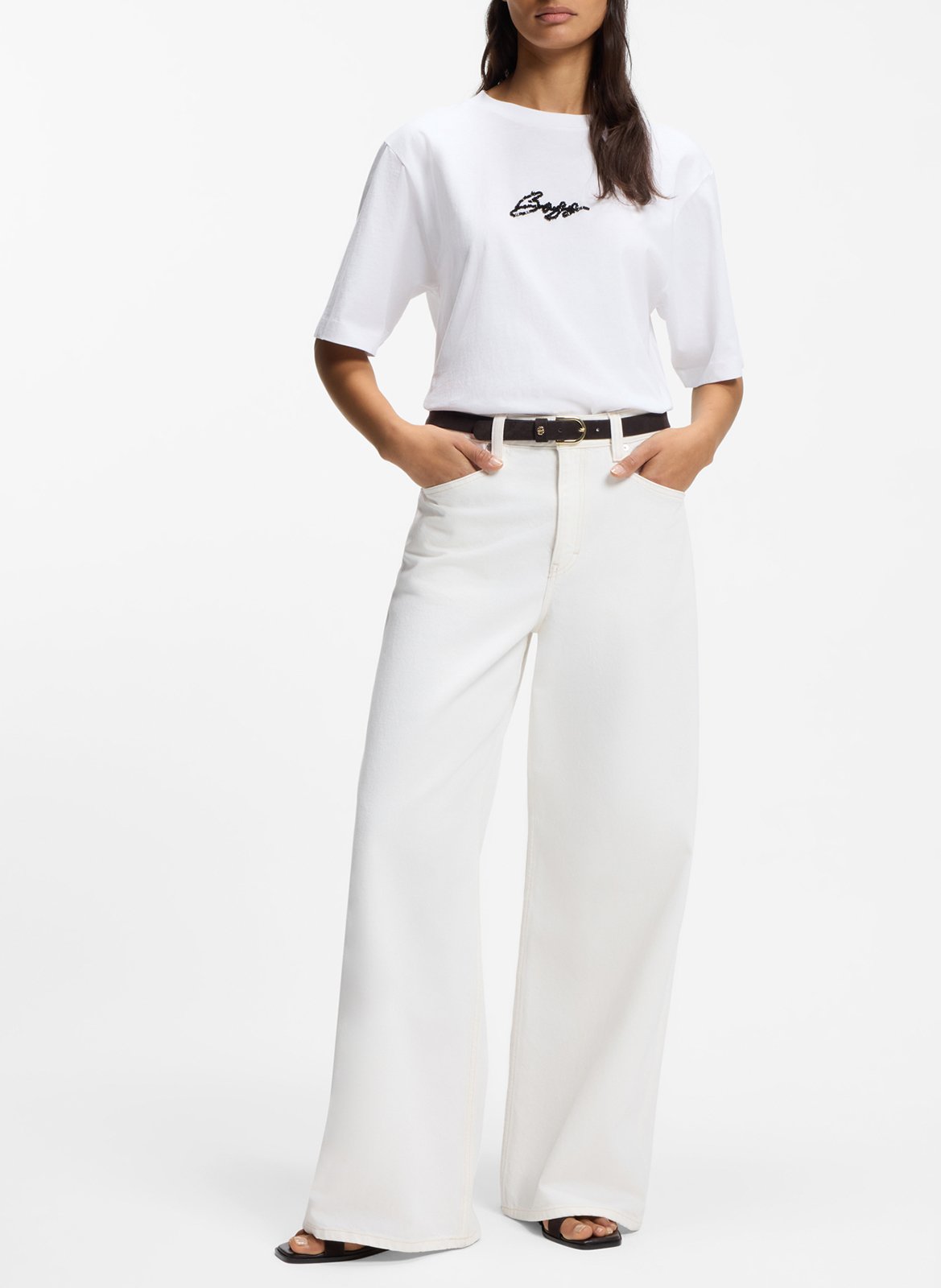 Tee-shirt col rond en coton BOSS Blanc