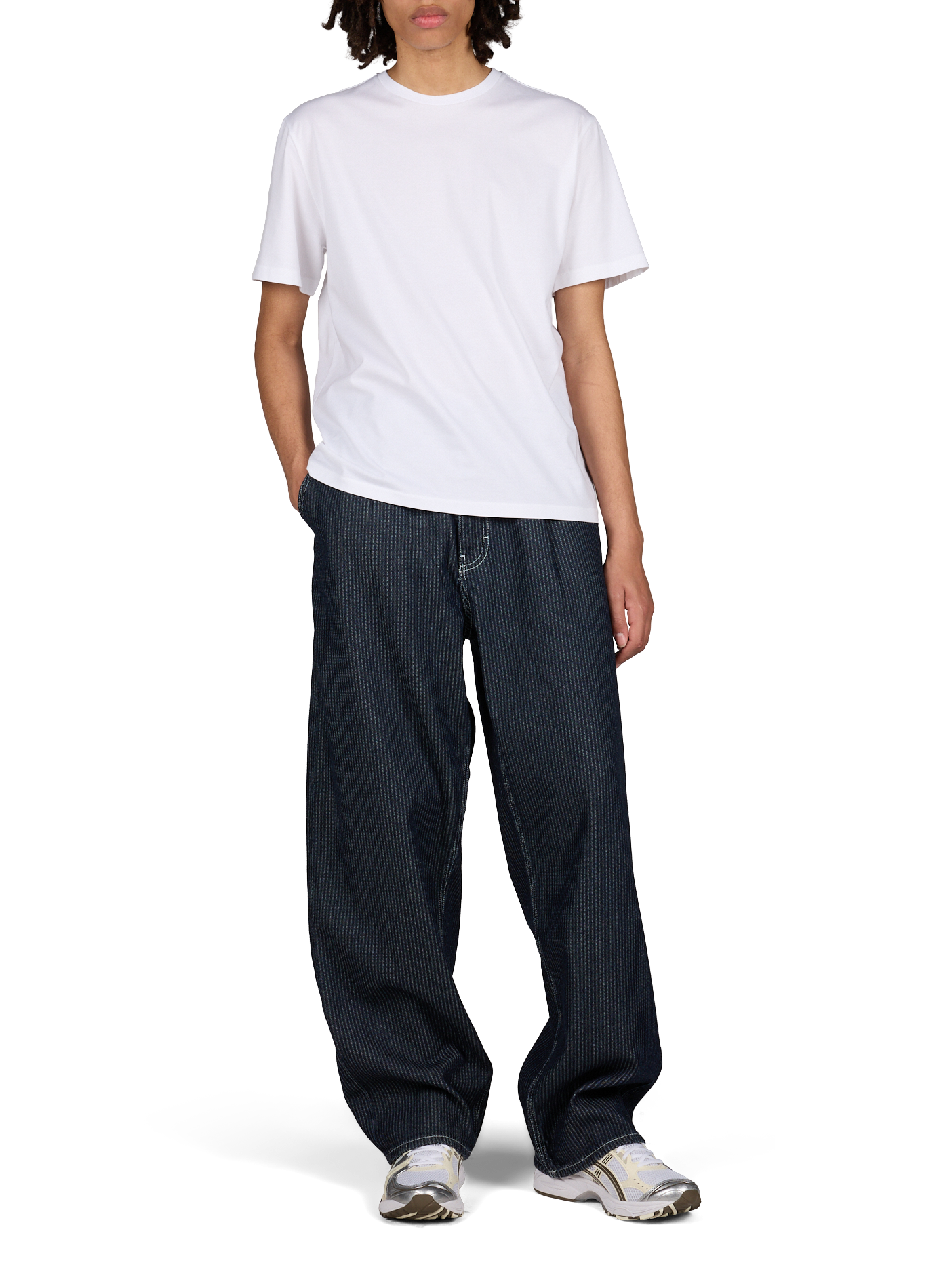 Jean à rayures en coton GUESS Bleu