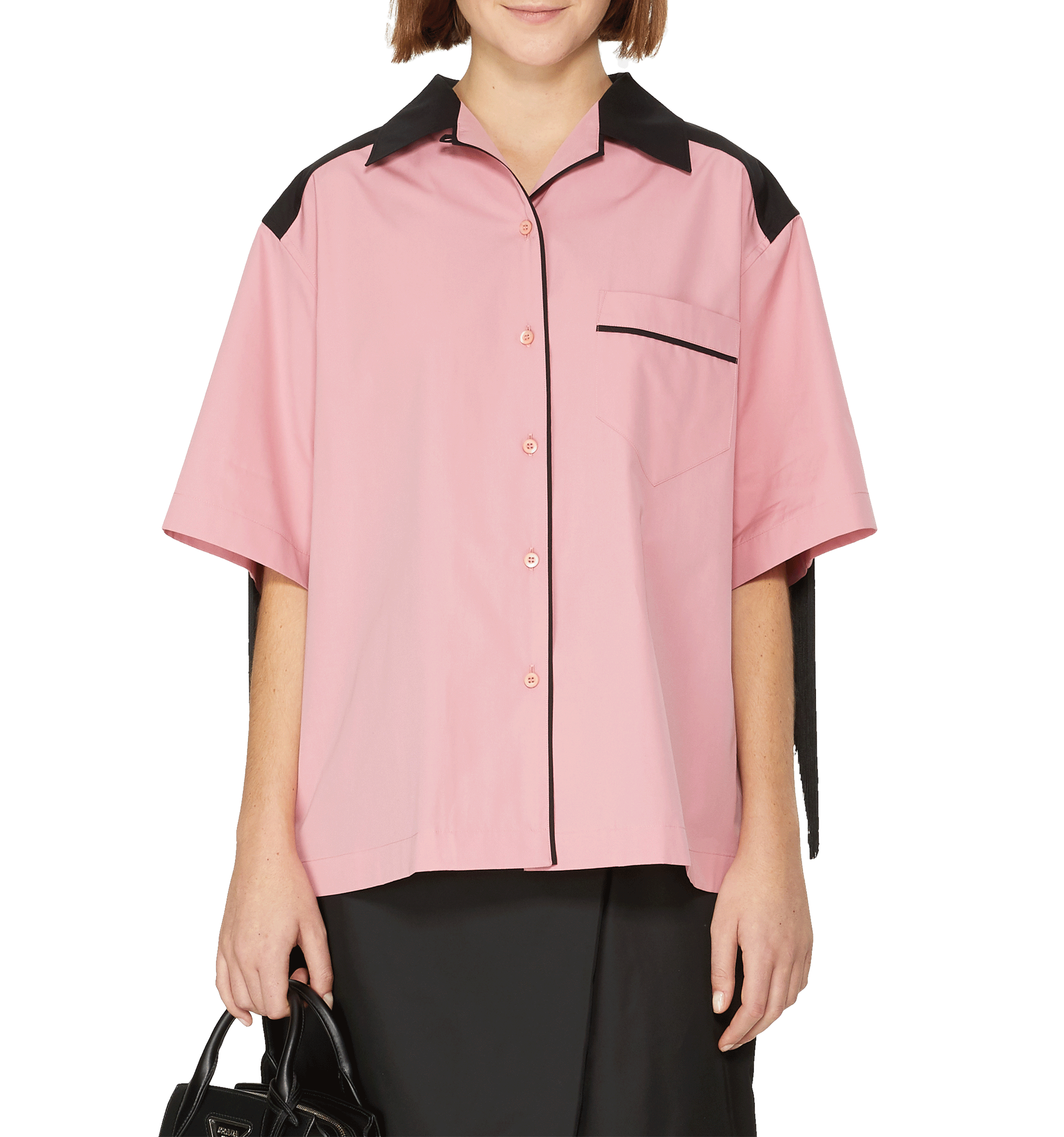 Fringed cotton shirt  PRADA Pink