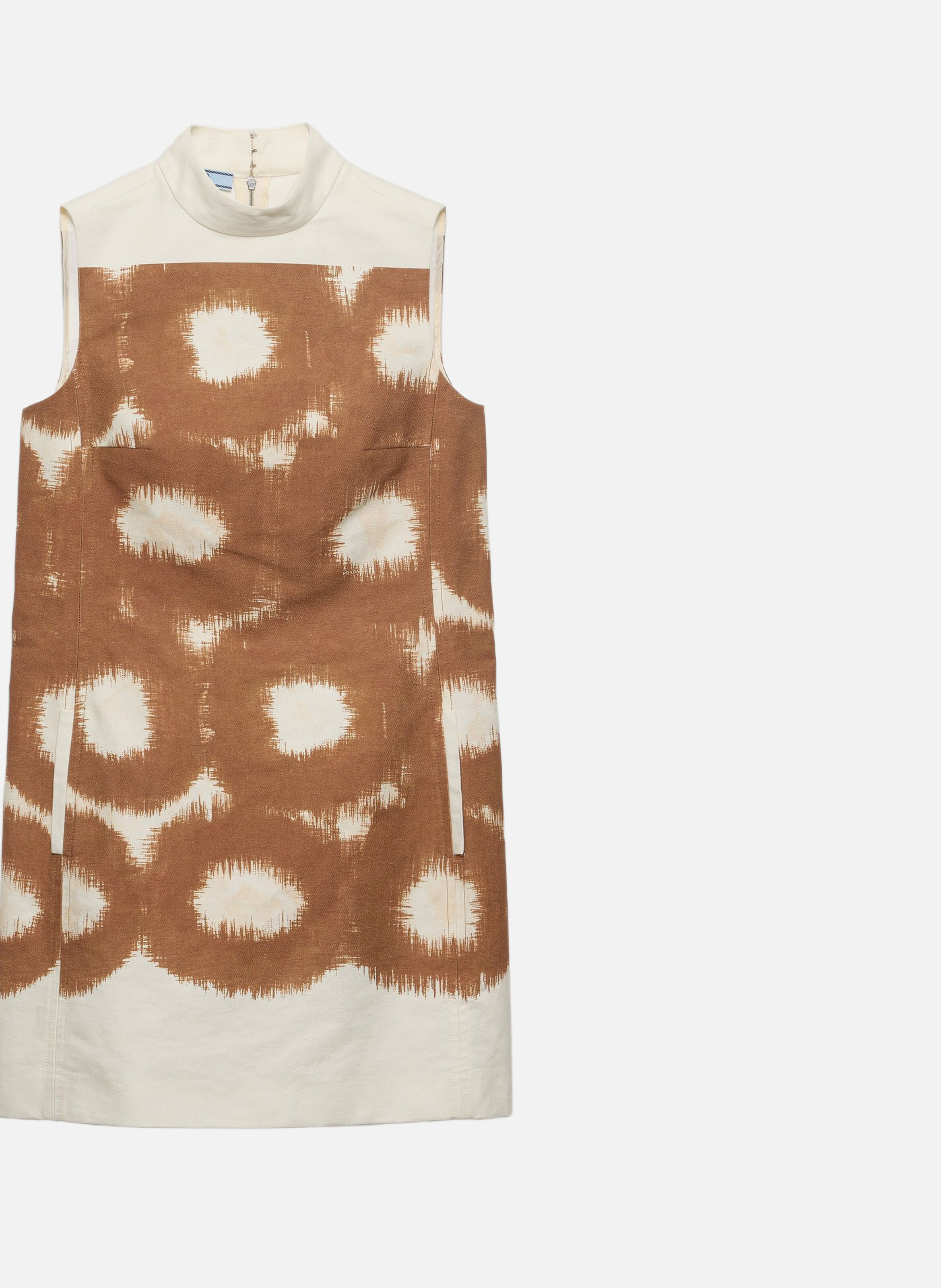 Mini-robe en toile imprimée PRADA Marron