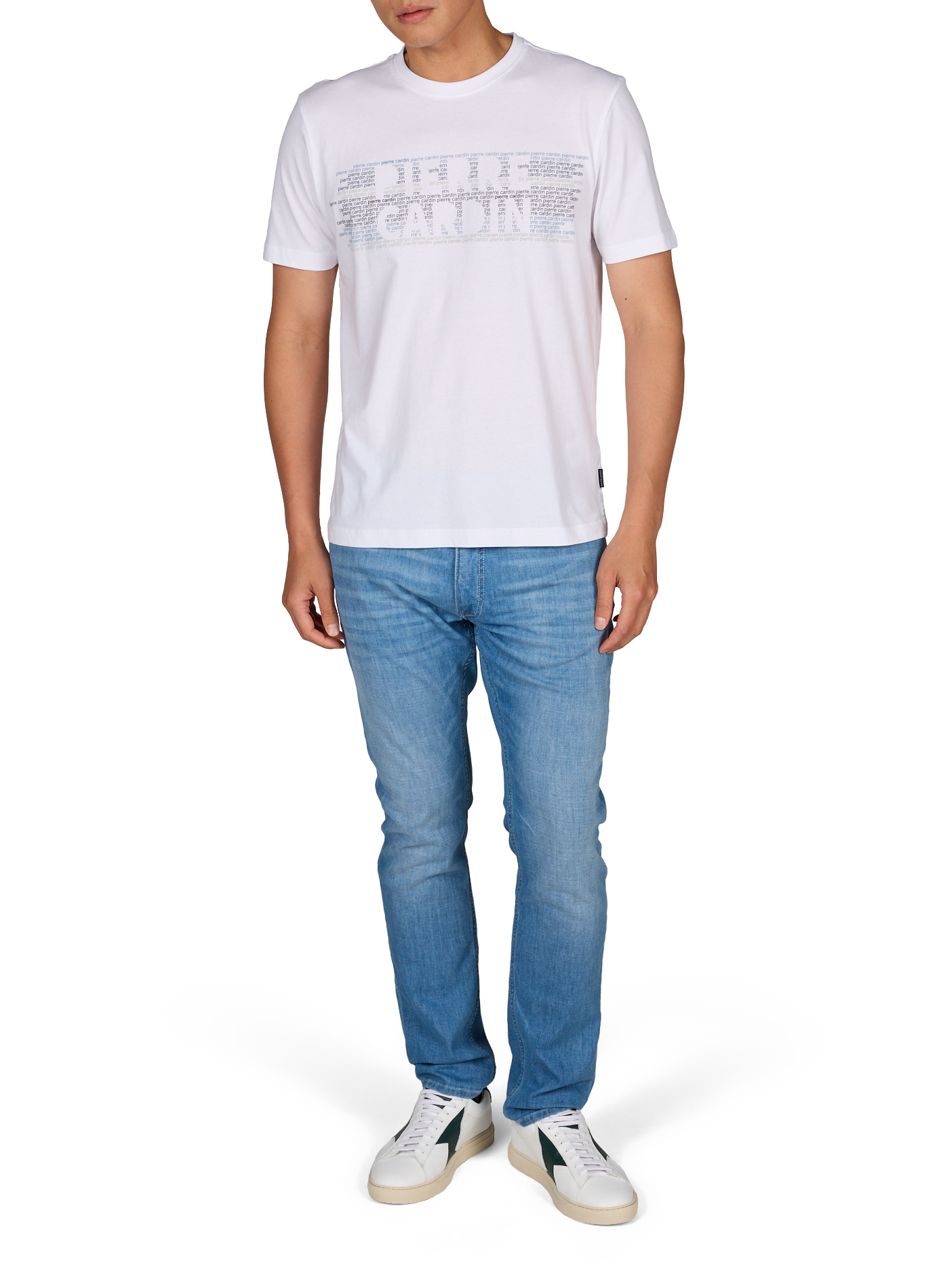 Maglietta con logo di marca in cotone PIERRE CARDIN Bianco