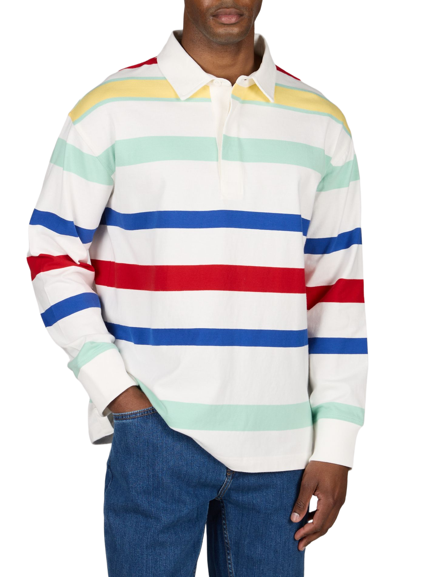 Polo manches longues à rayures en coton GANT Beige