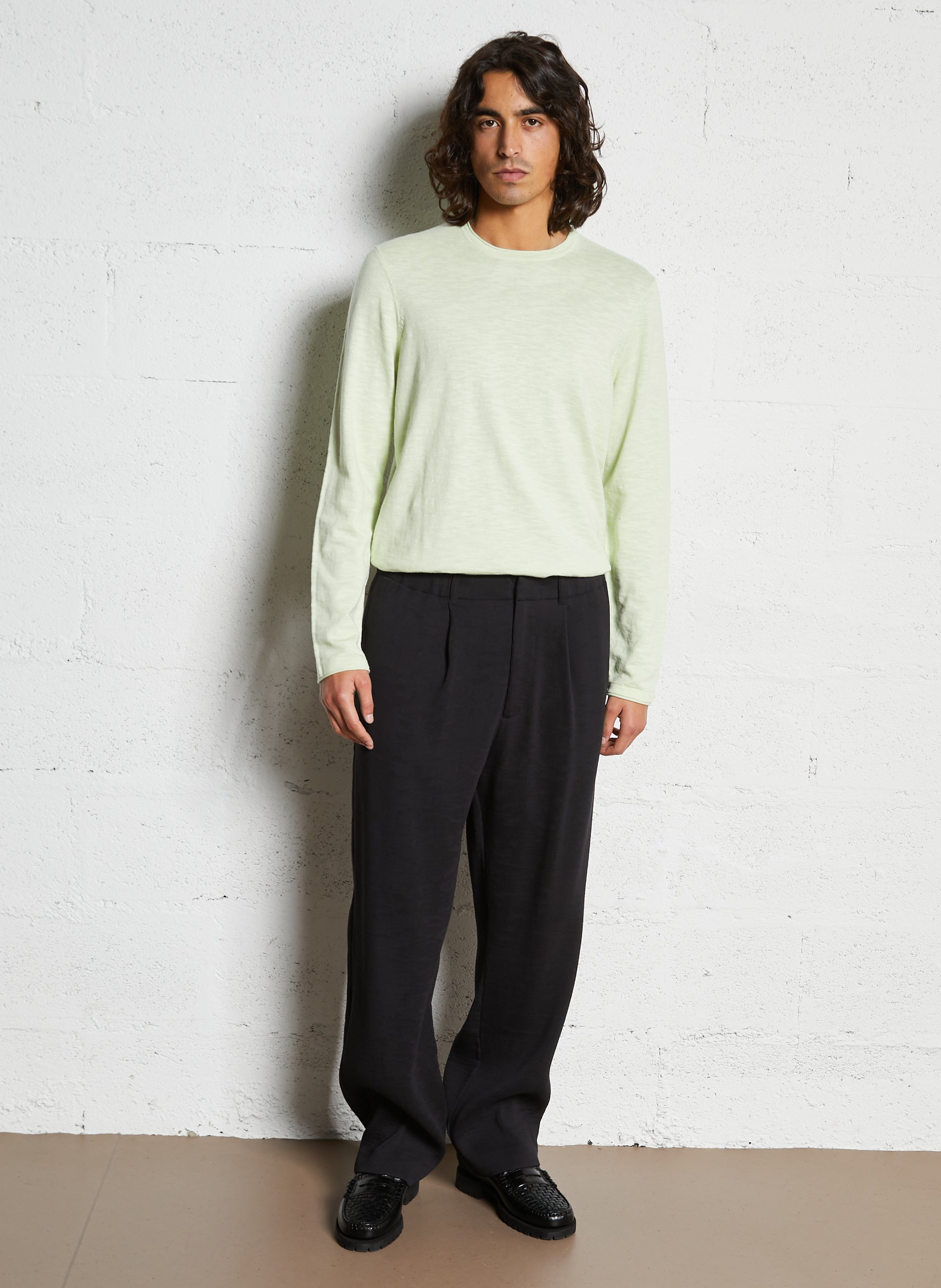 Pull droit col rond en tricot flammé IKKS Vert