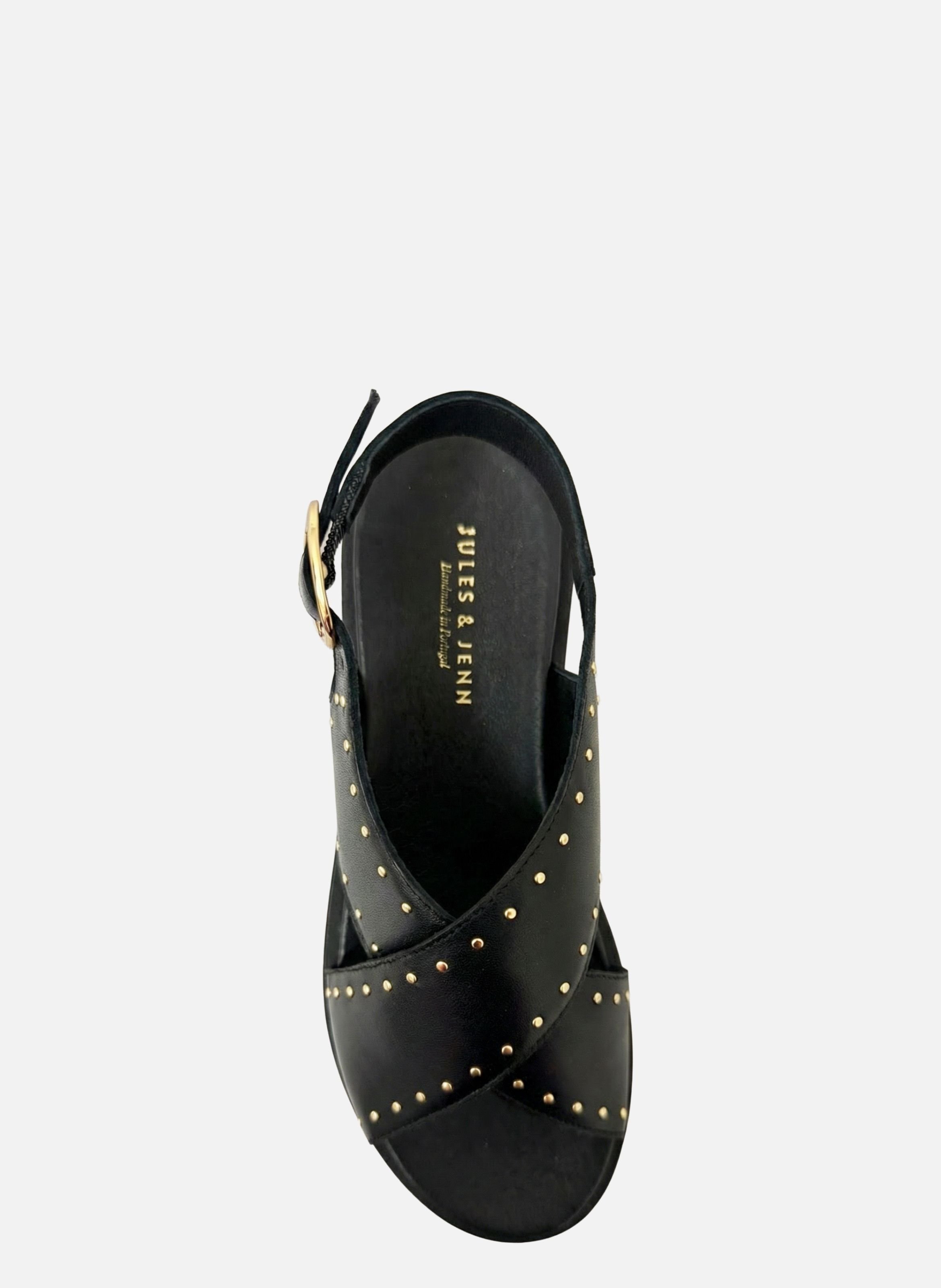 Rubber sole smooth leather sandals JULES & JENN Zwart