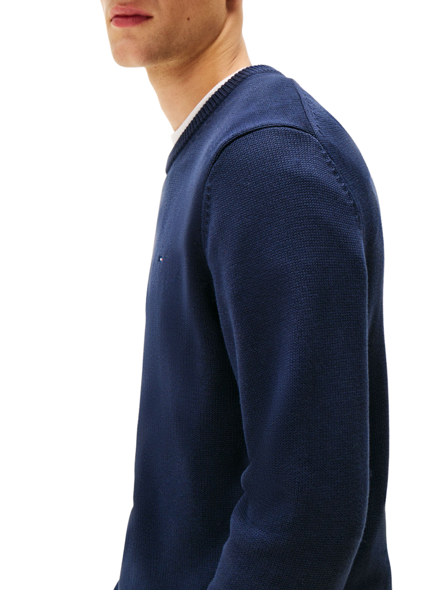 Schmaler Baumwollpullover mit Logostrick | Blau TOMMY HILFIGER Herren