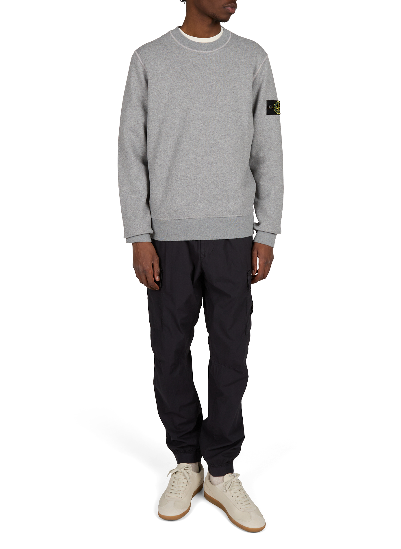 Straight round neck plain sweatshirt STONE ISLAND Grey