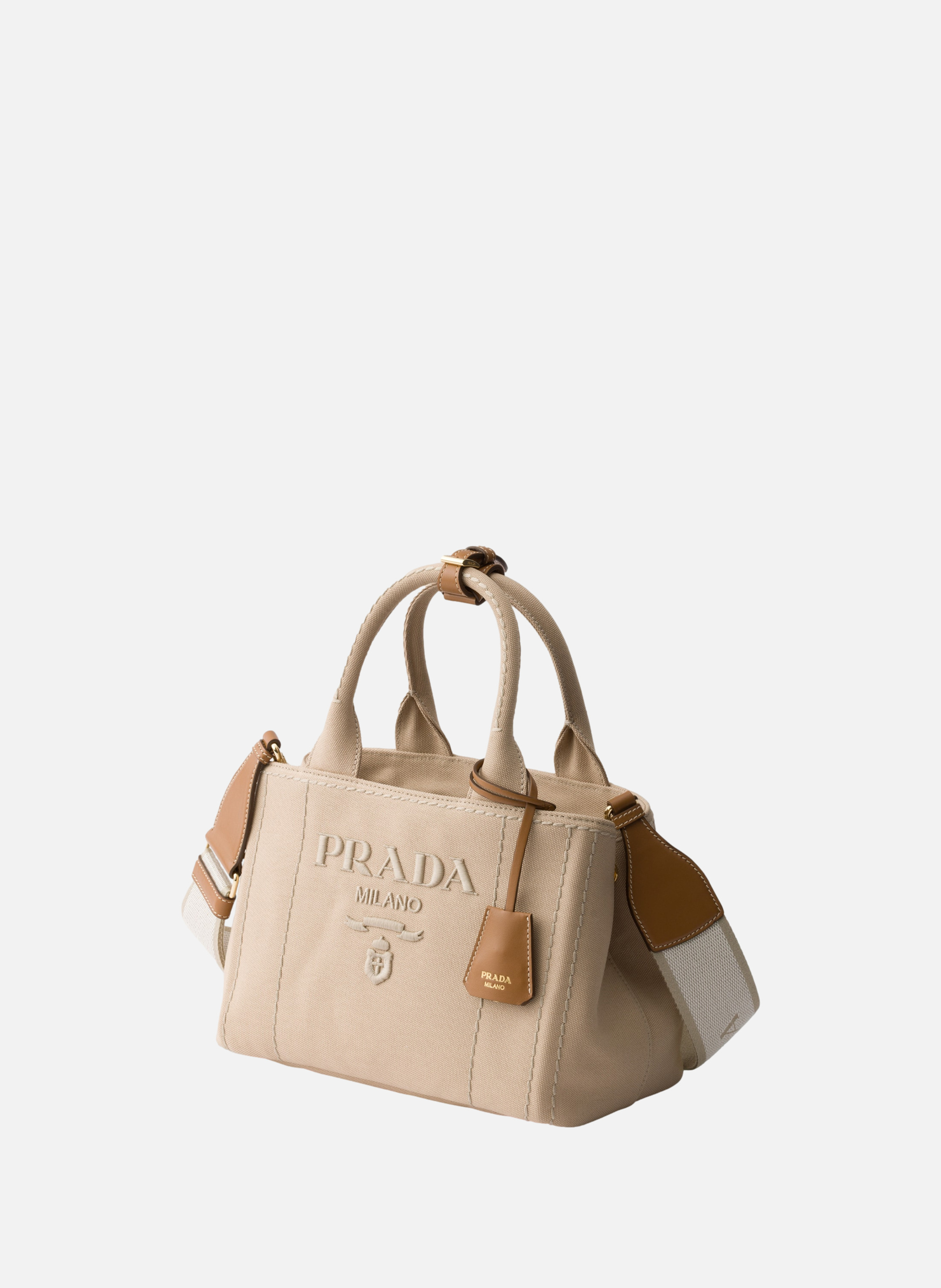 Petit sac prada jardinière en toile de coton PRADA Beige