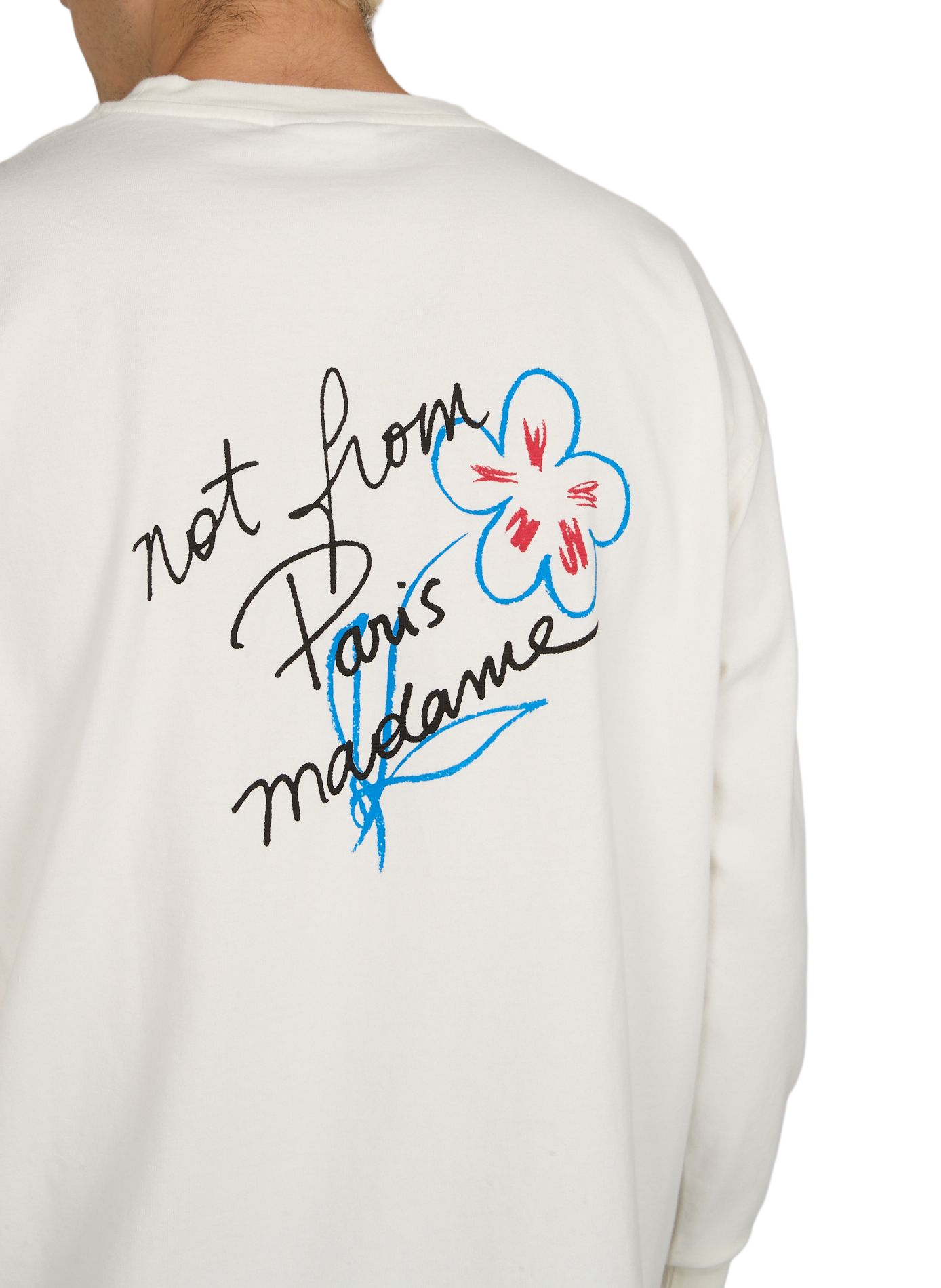 T-shirt manches longues à imprimé dos en coton DROLE DE MONSIEUR Blanc
