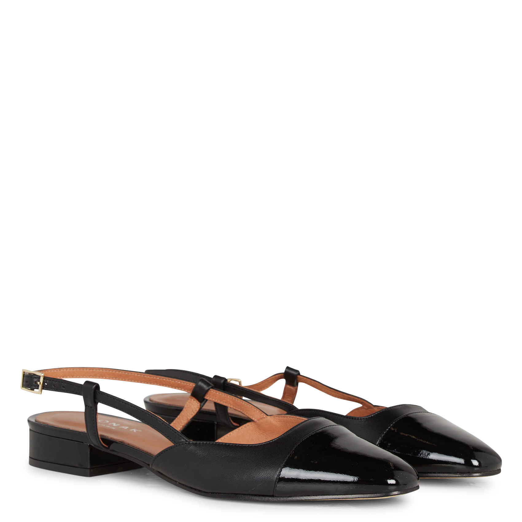 Ballerines ouvertes en cuir vernis dhapou JONAK Noir