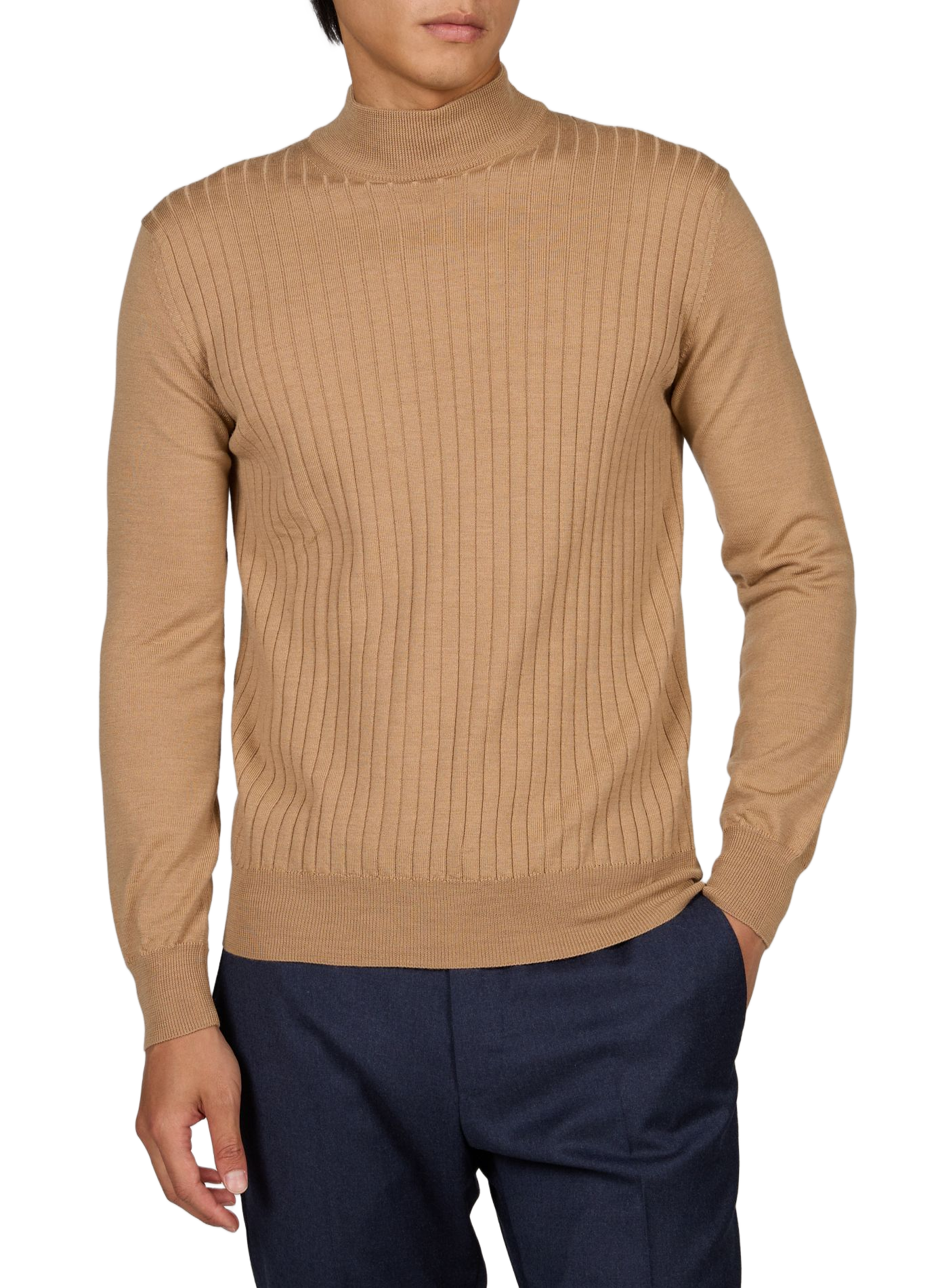 Straight-cut wool high-neck sweater AURELIEN Beige