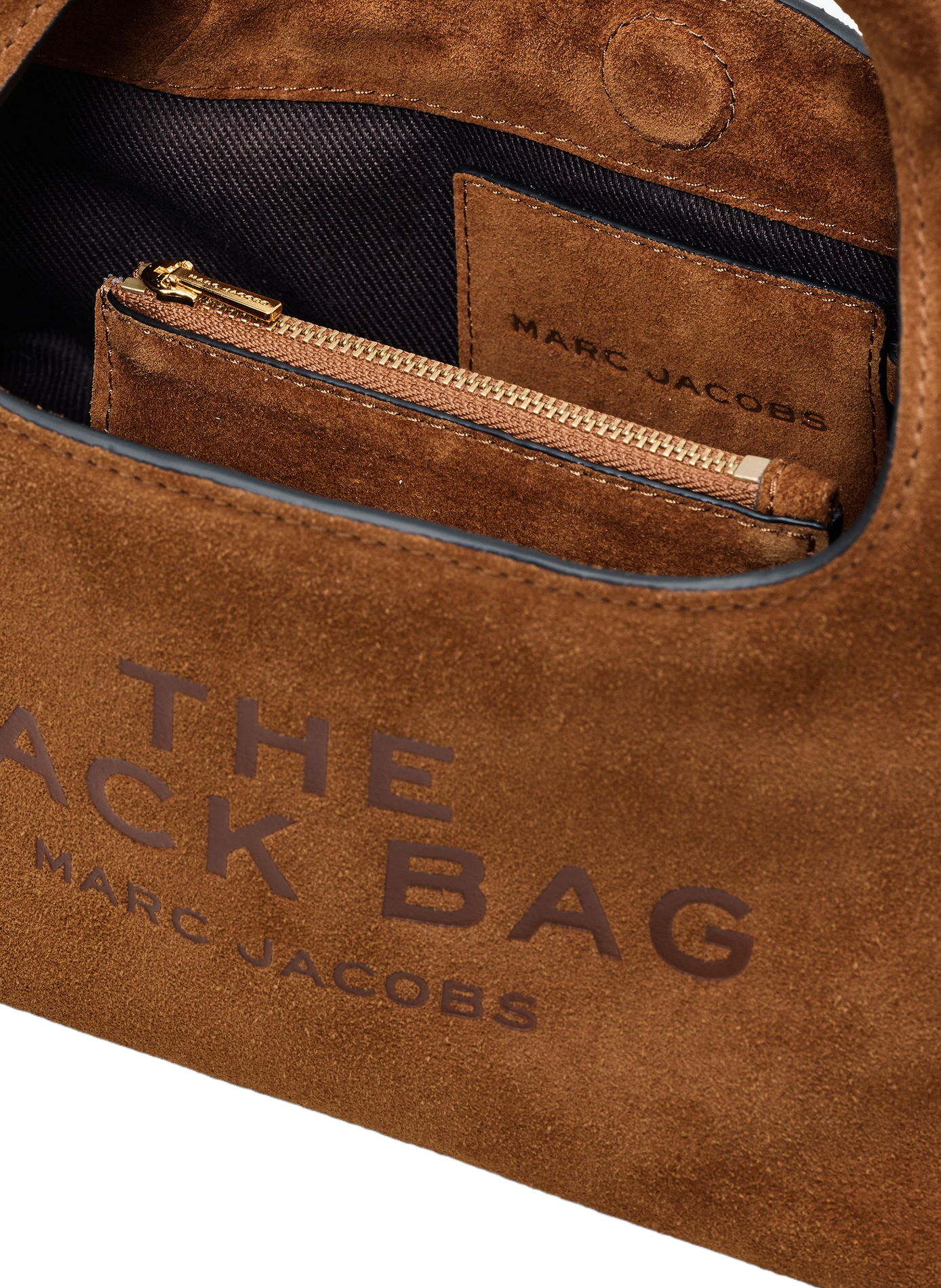 Sac à main The Mini Sack Bag en cuir suédé MARC JACOBS Marron