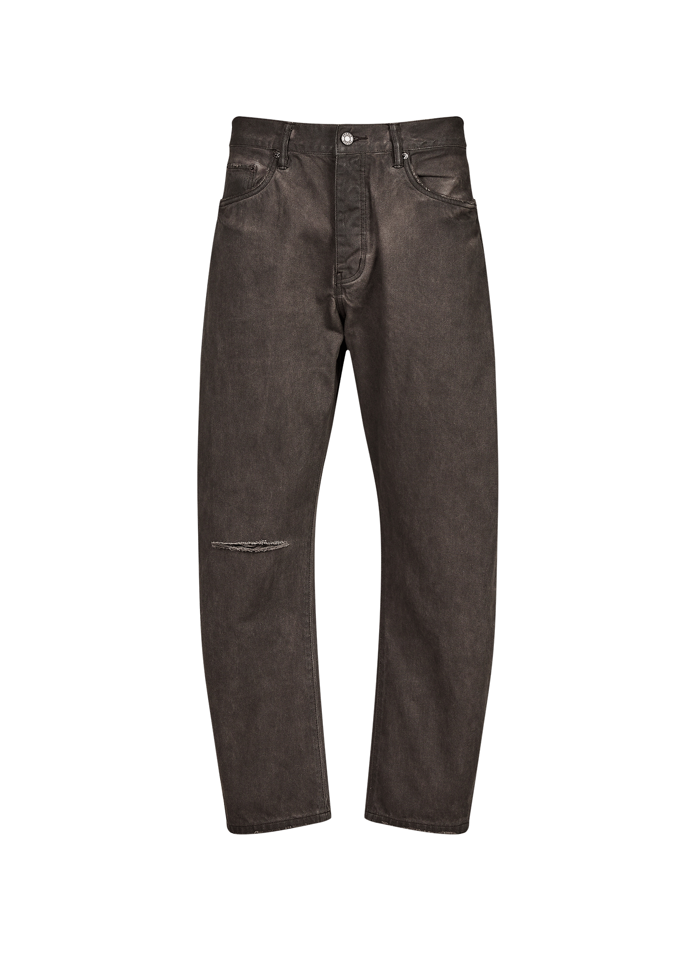 Wide-leg trousers with distressed detail in cotton PURPLE BRAND Brown
