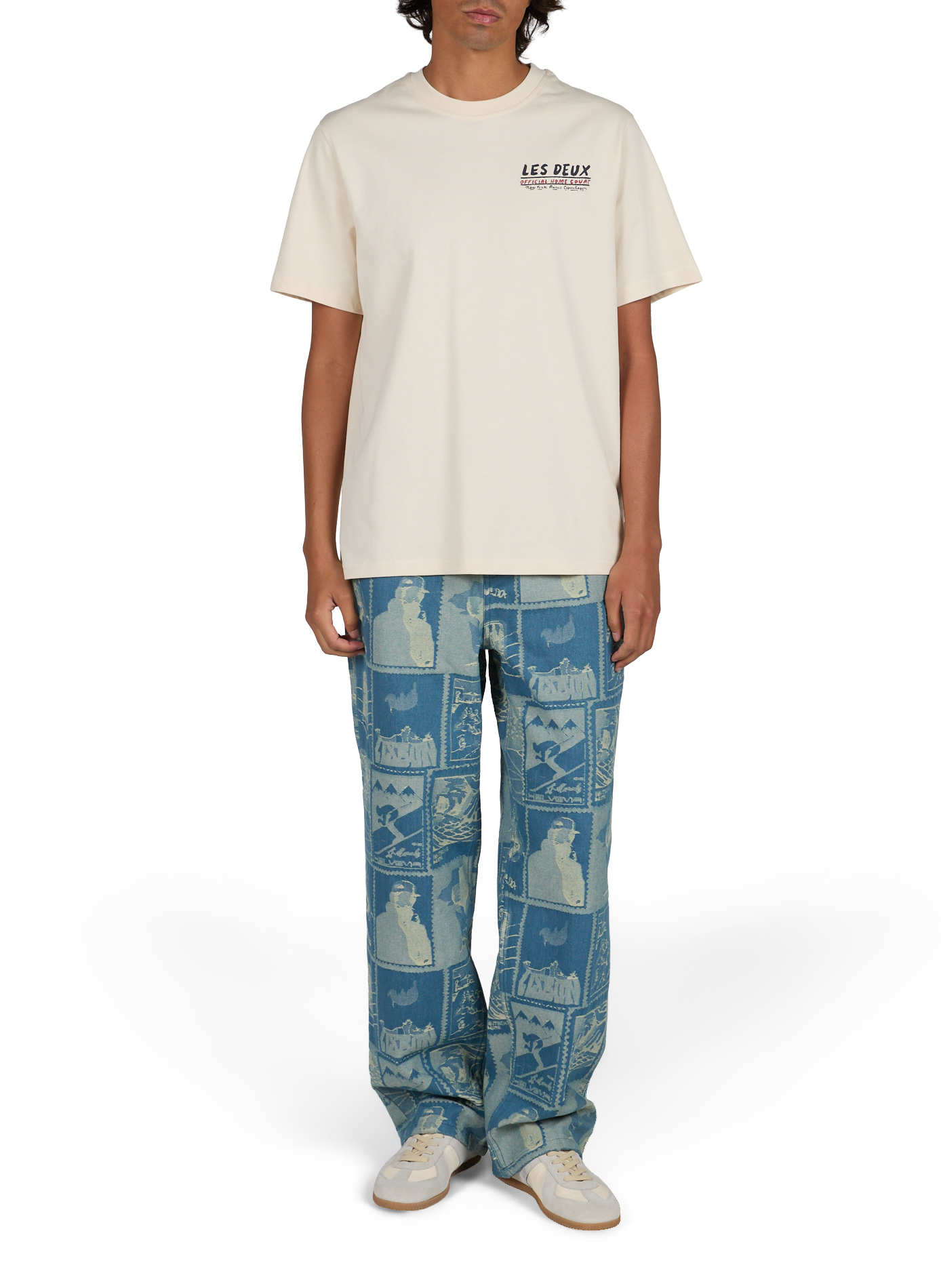 Bedruckte Jeans aus Baumwollmischung LES DEUX Blau
