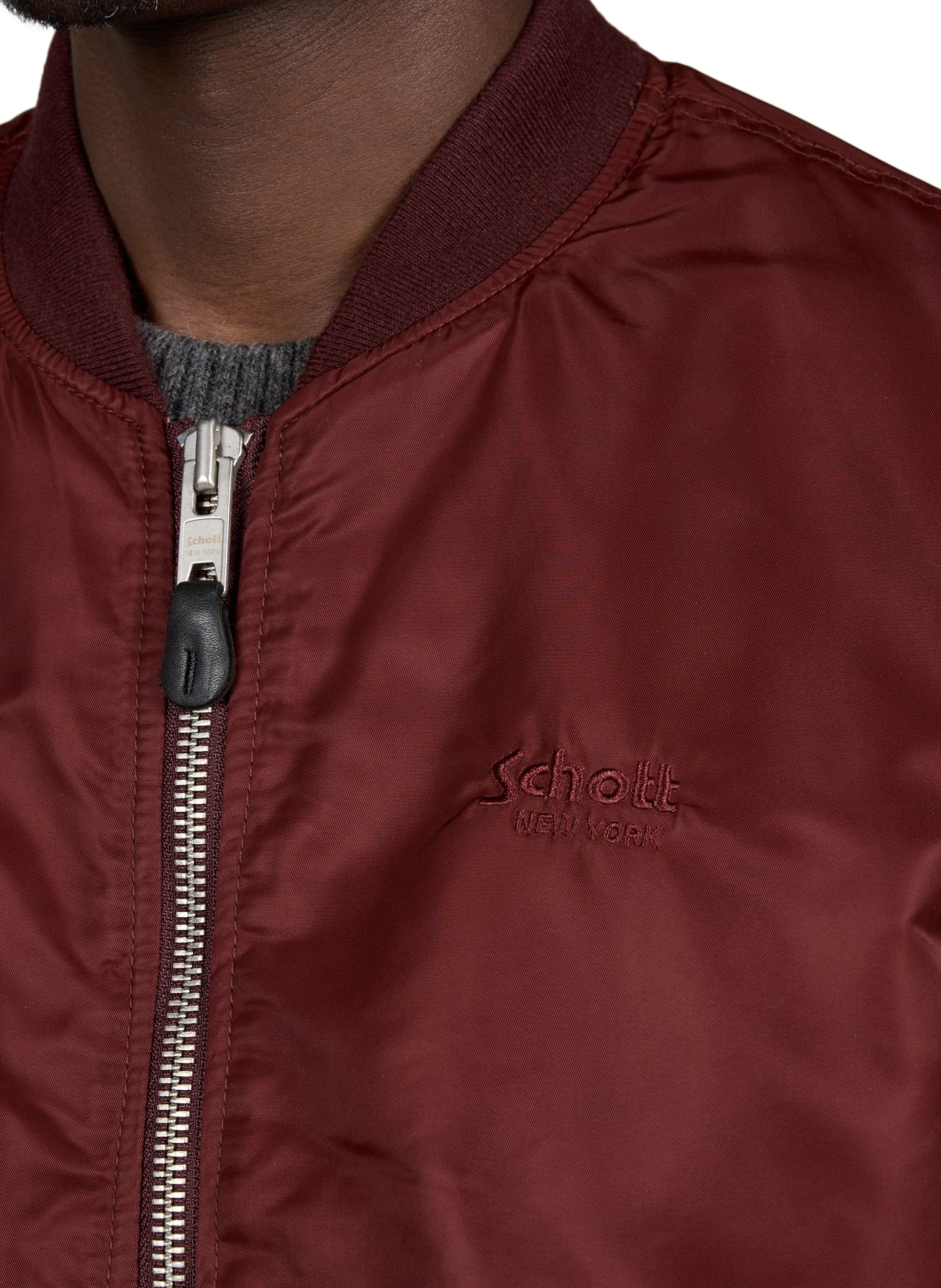 Blouson bomber uni SCHOTT Rouge