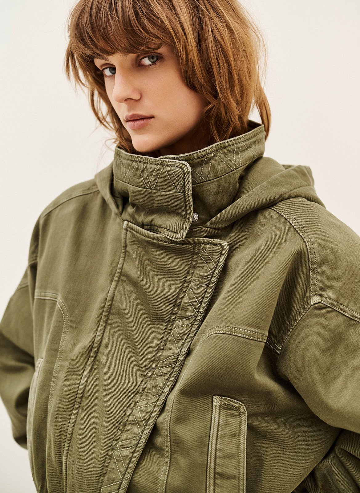 Blouson col montant en coton nalo BA&SH Kaki