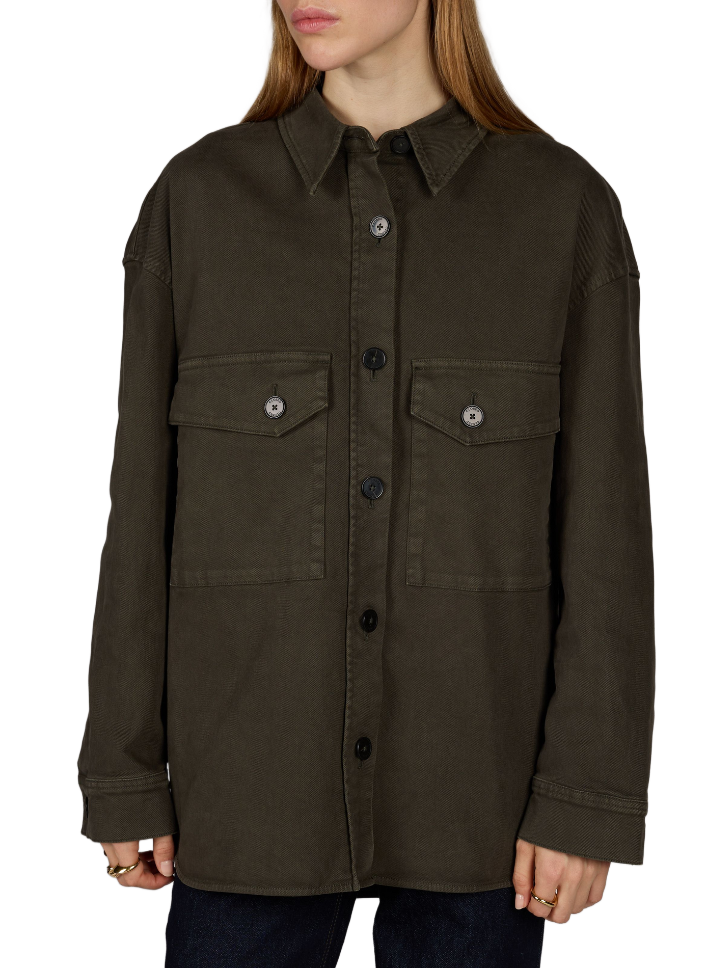 Oversized tailored cotton jacket CLOSED Green