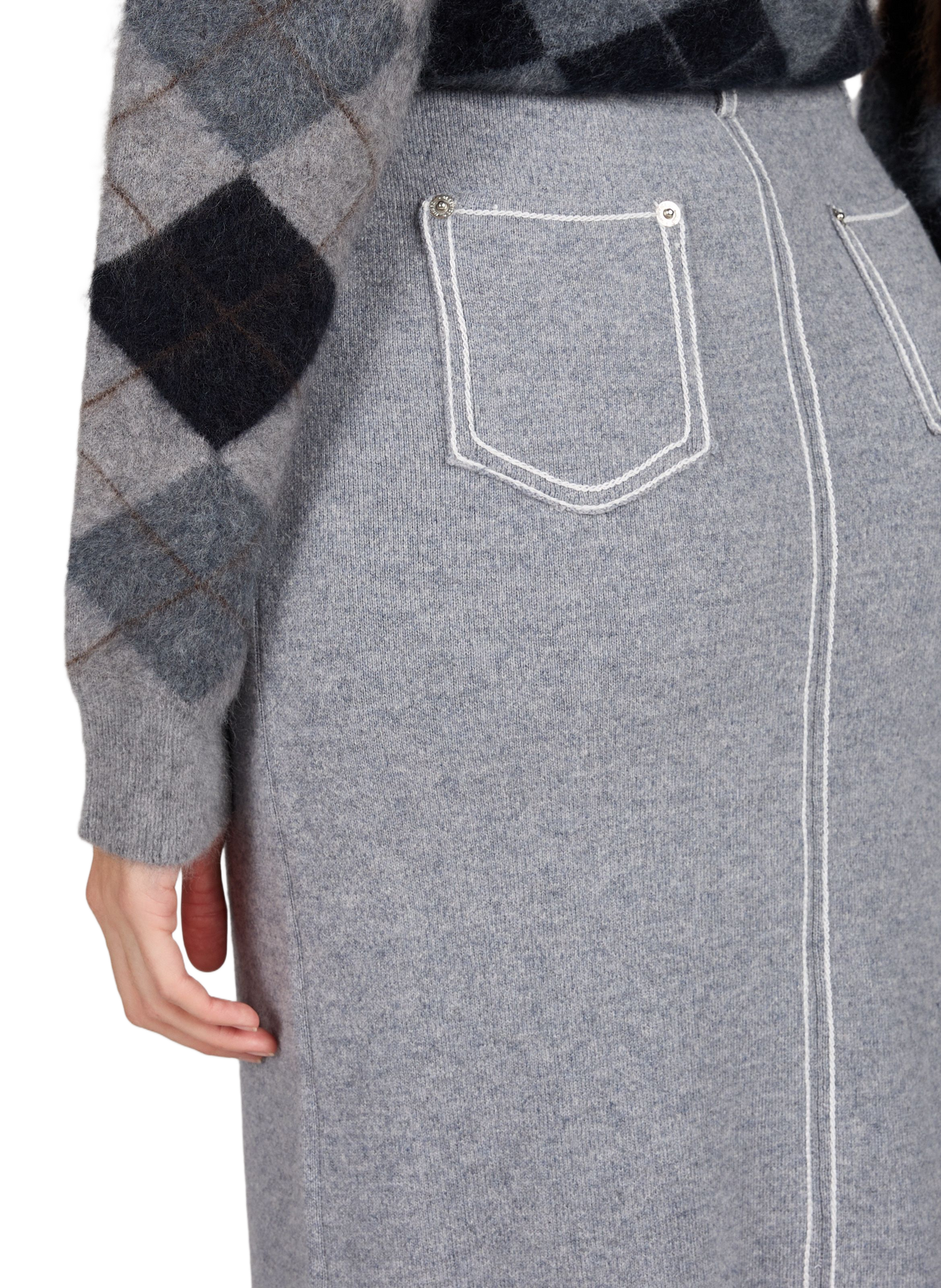 Fitted wool midi skirt BERENICE Grey