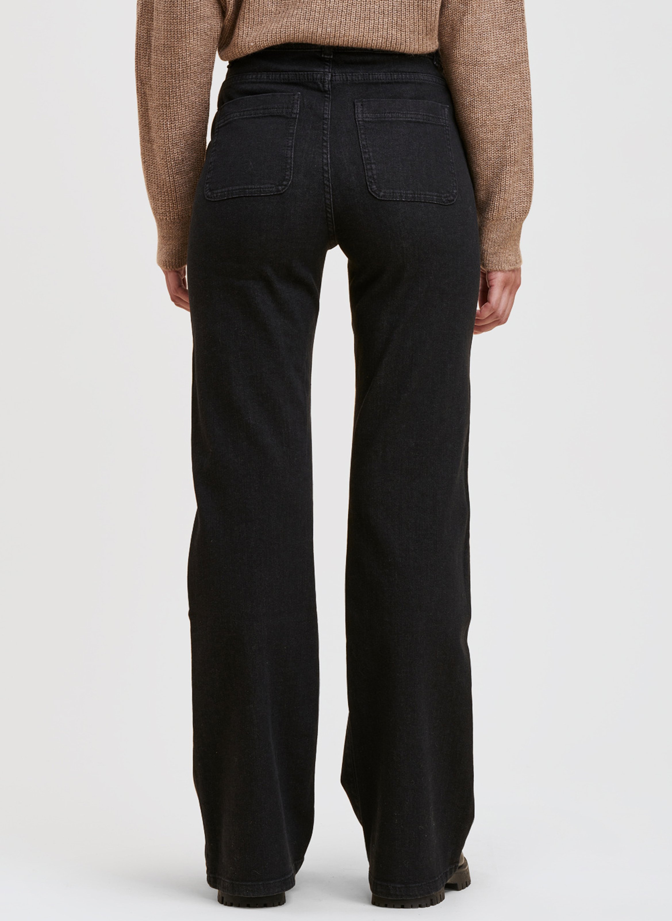 Bootcutjeans met hoge taille van een biologisch katoenmengsel LA FEE MARABOUTEE Zwart