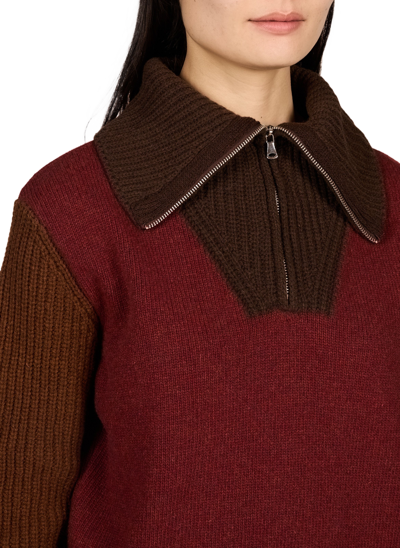 Rechte broek van wolbreisel THINKING MU Bruin