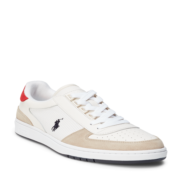 Shop Polo Ralph Lauren Mixed Leather Sneakers In Multicolour