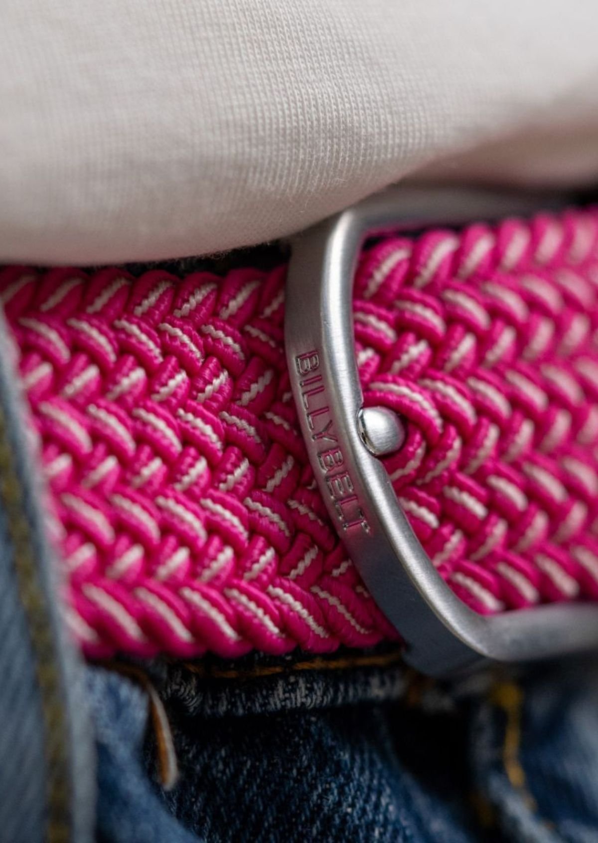 Ceinture tressée élastique multicolore BILLYBELT Rose