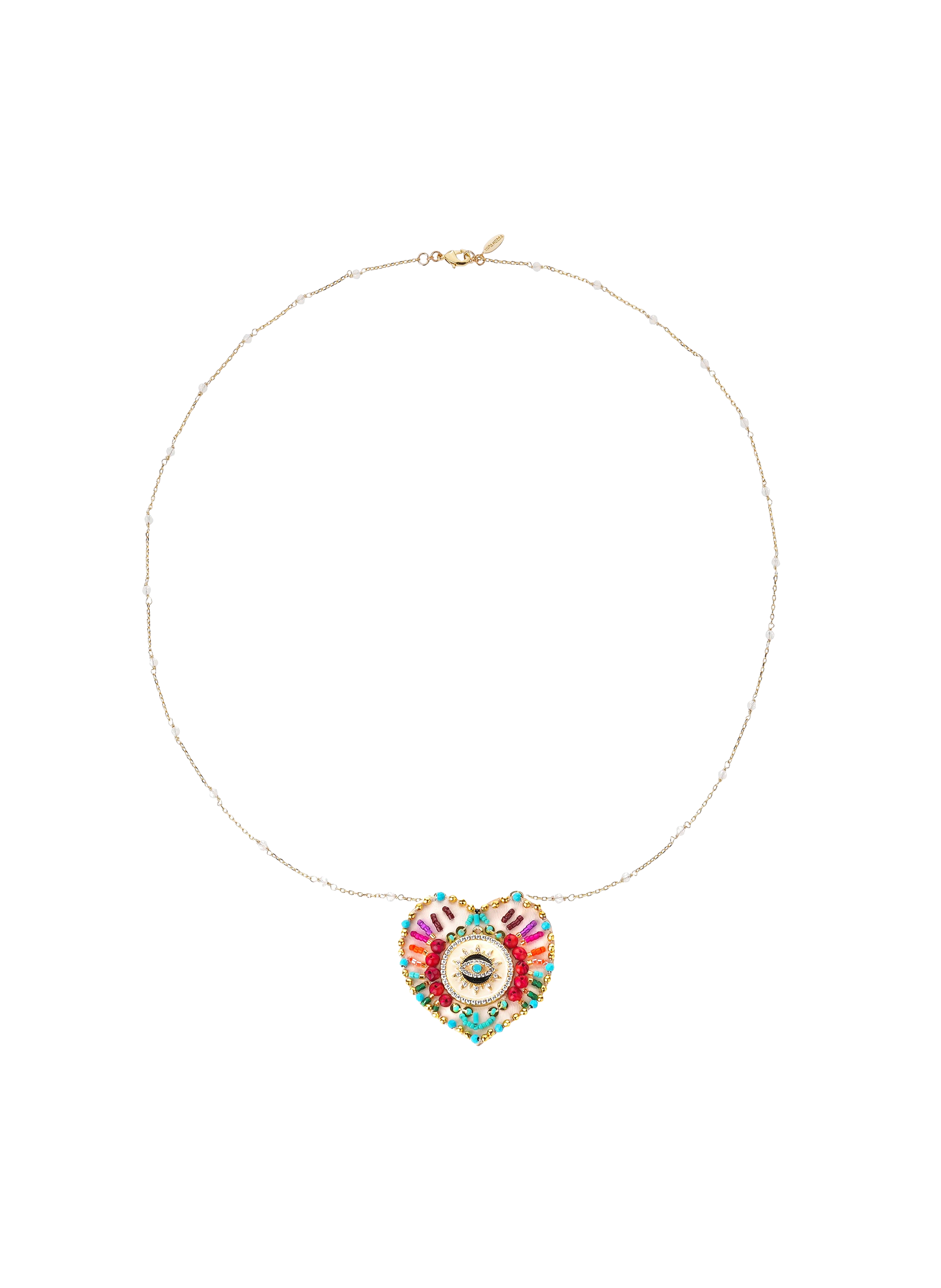 HIPANEMA Collier chaîne avec charm central avec perles janeira Blanc