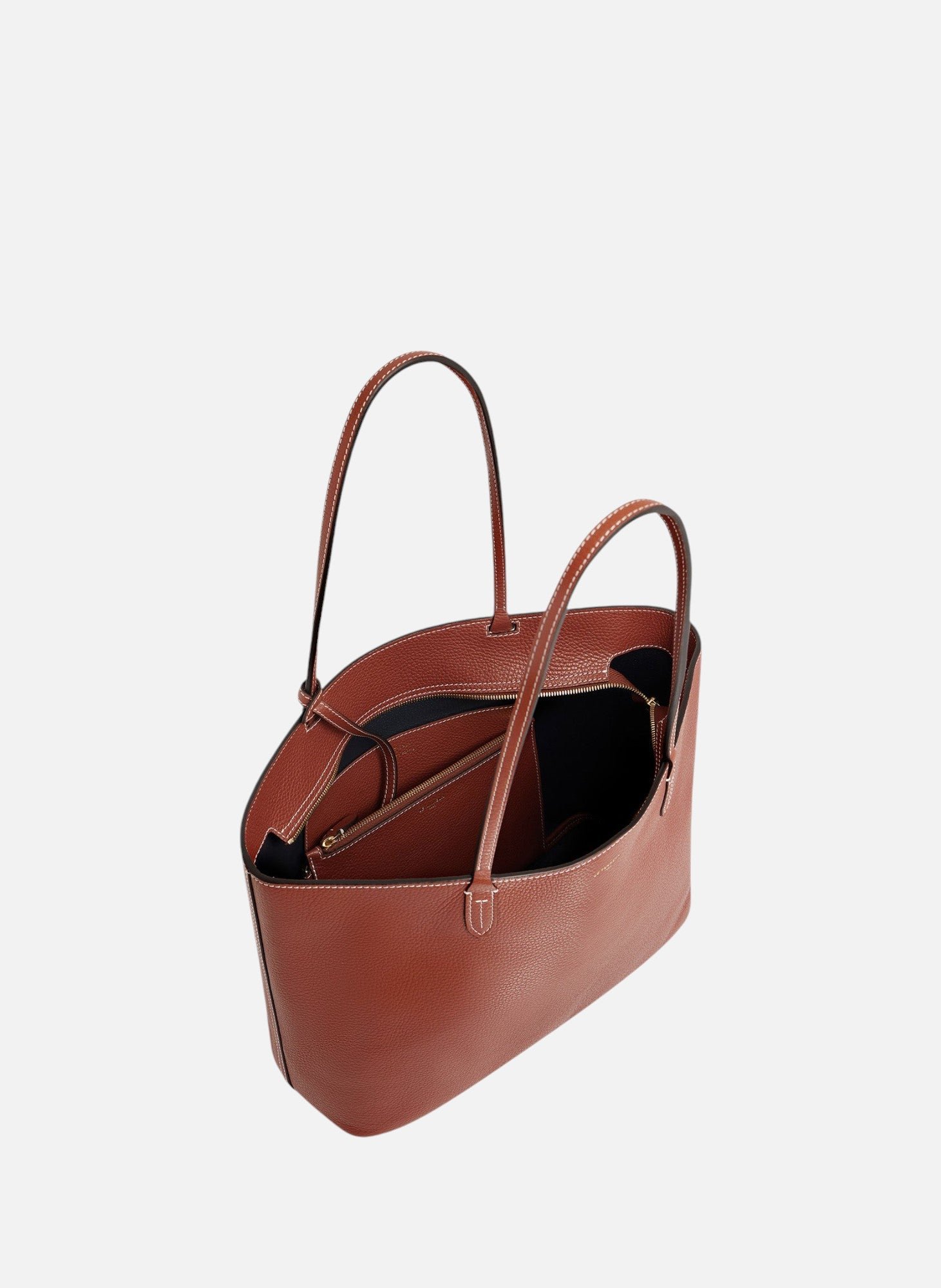 Grand sac cabas louise en cuir grainé LE TANNEUR Marron