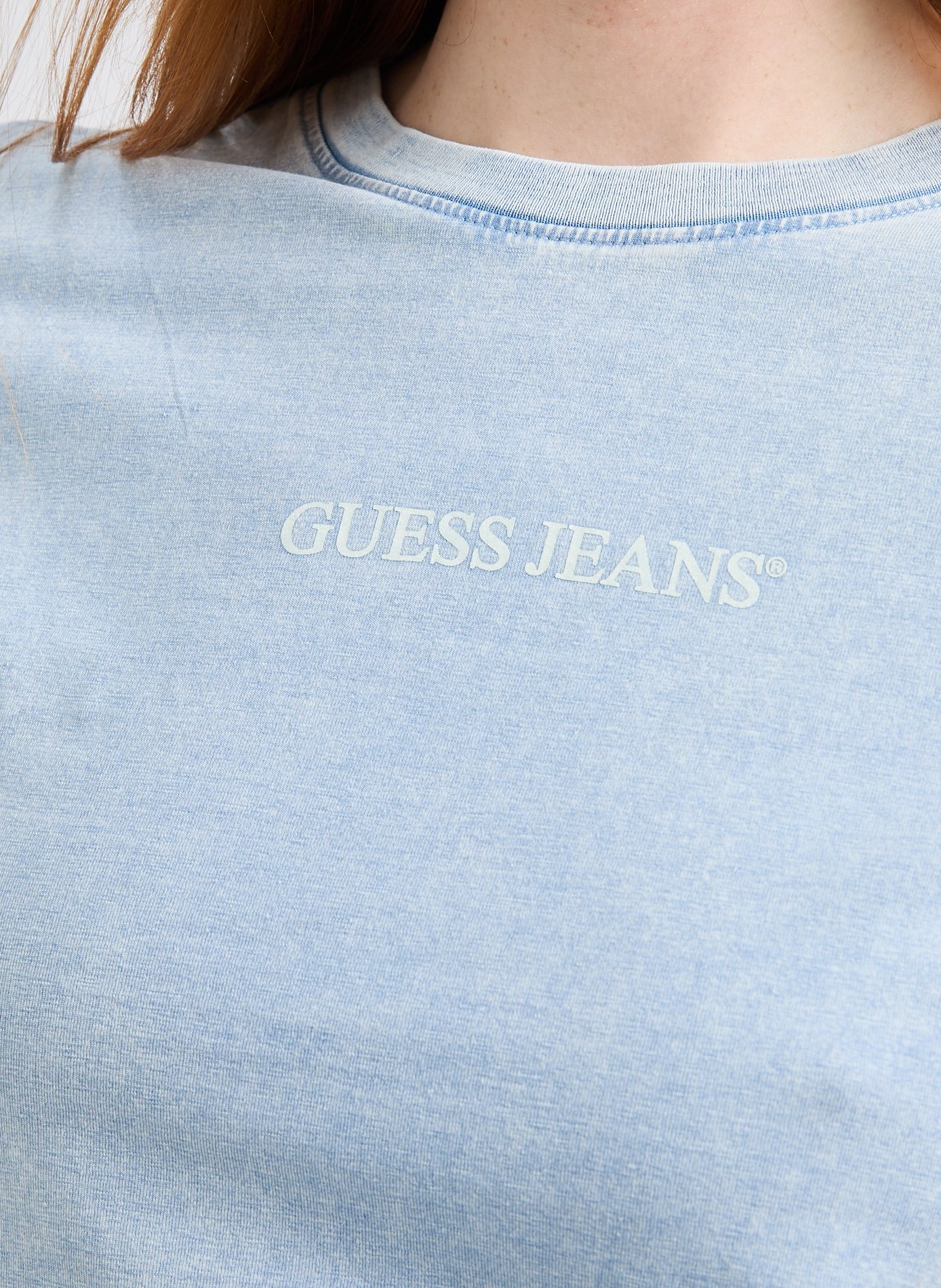 Washed cotton blend T-shirt GUESS Grey