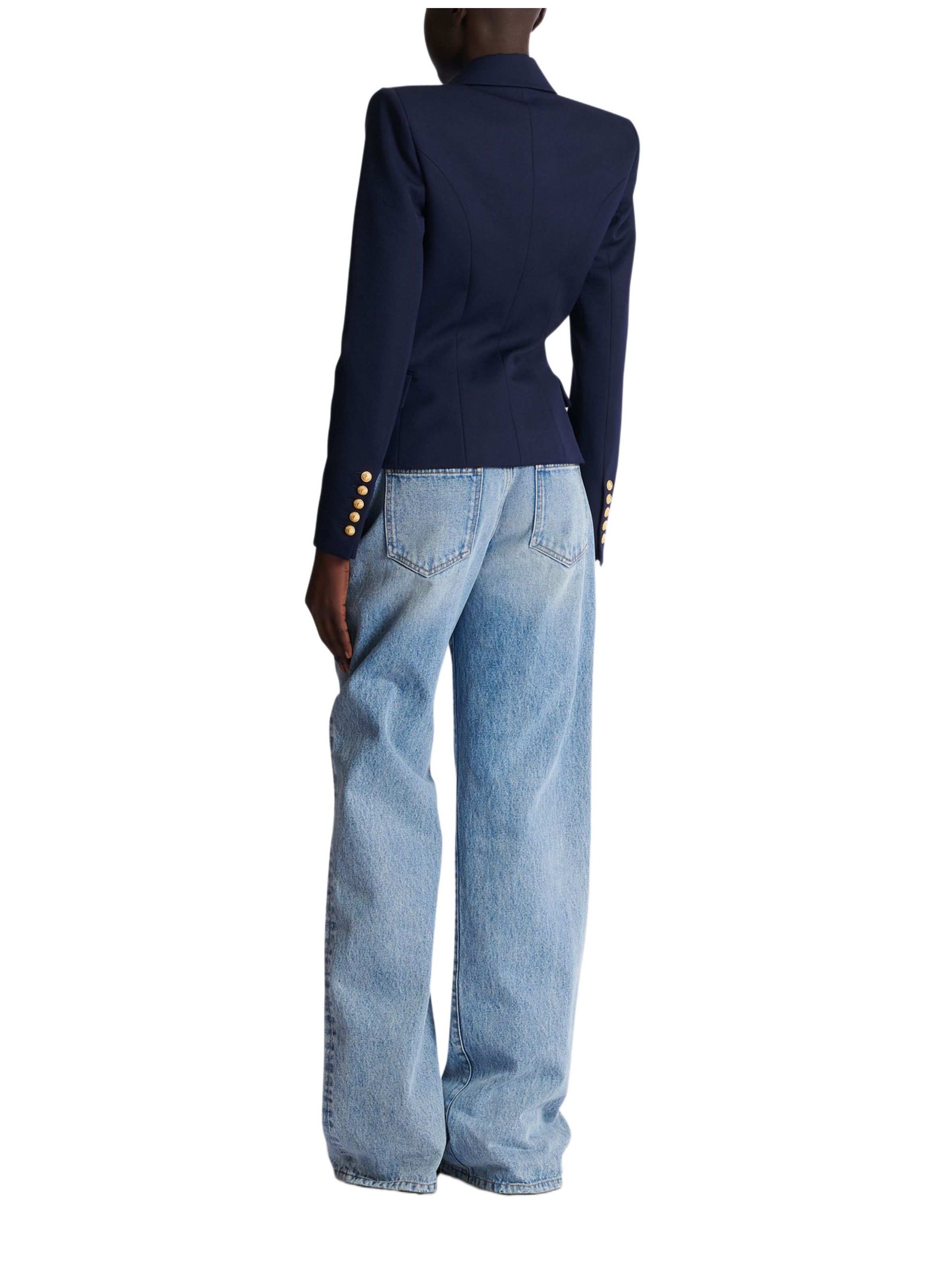 Veste 6 boutons ajustée en laine BALMAIN Bleu