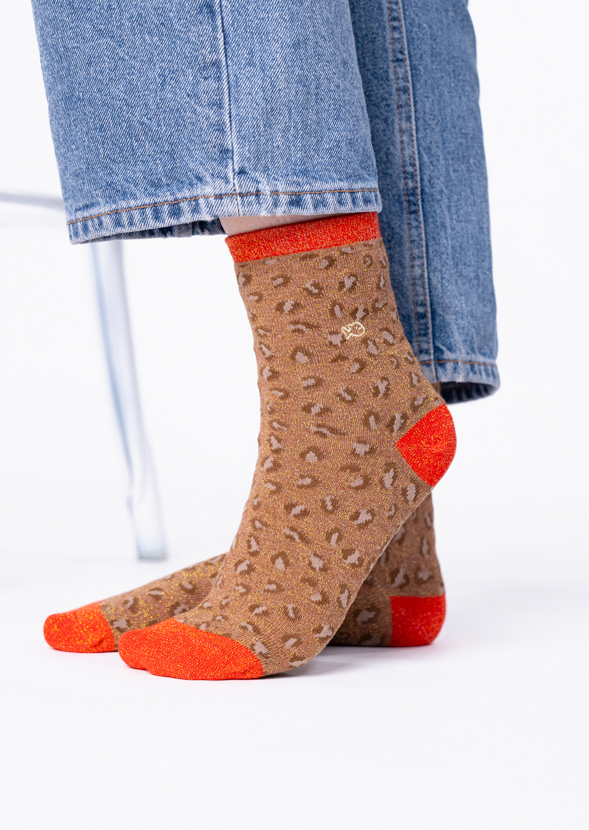 Chaussettes en coton peigné léopard BILLYBELT Marron