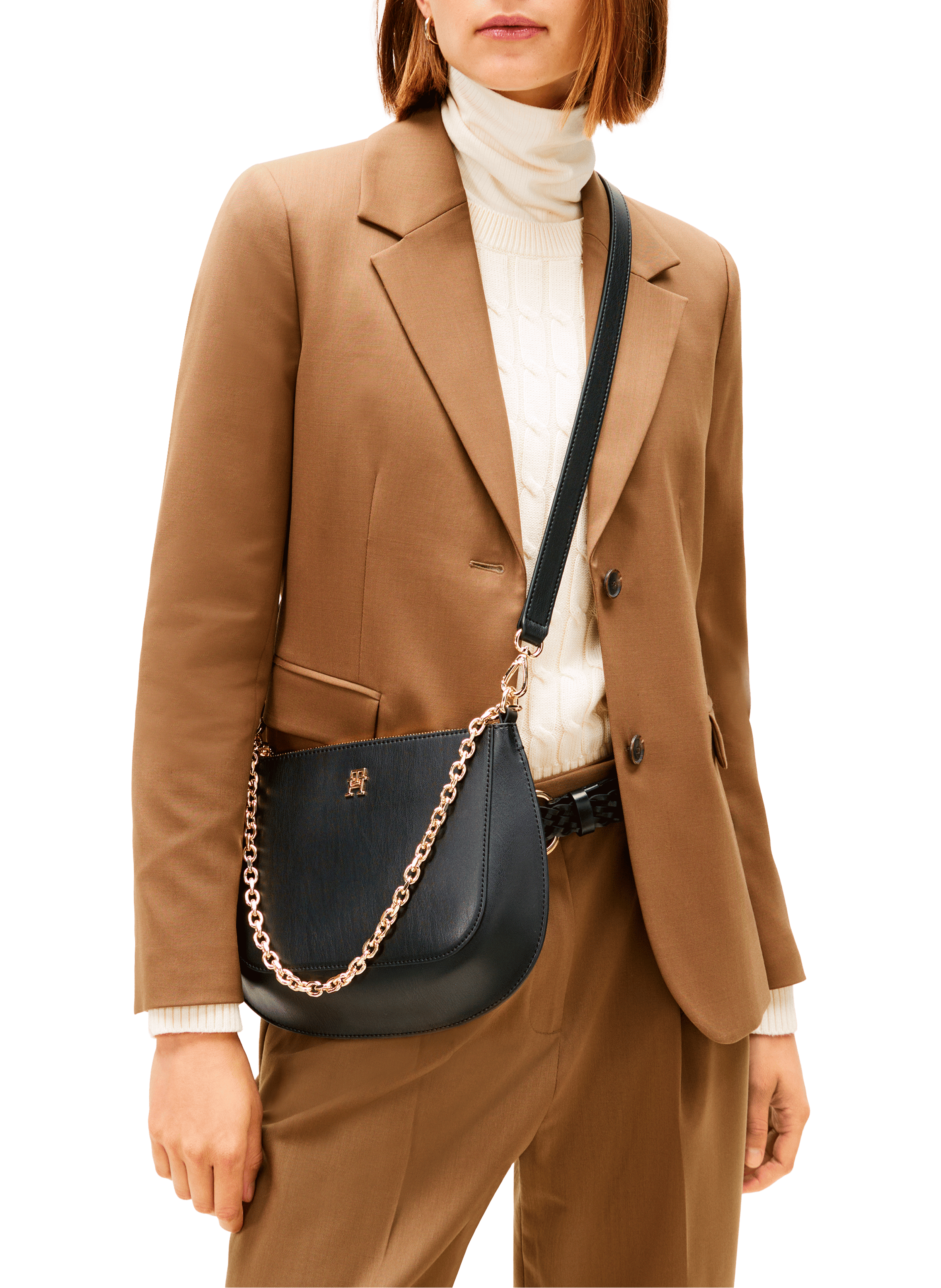 Shoulder bag with decorative chain TOMMY HILFIGER Black