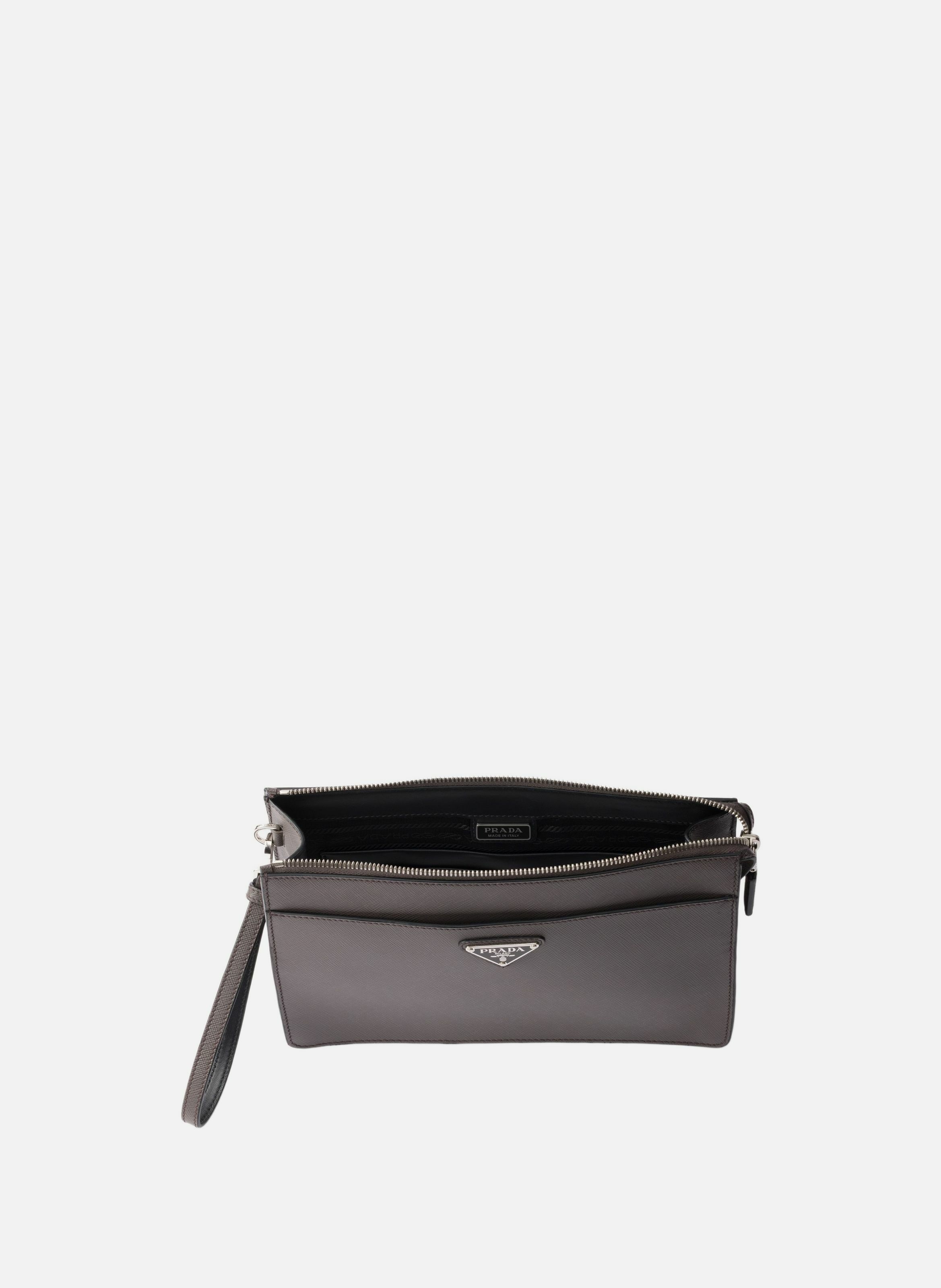 Sac en cuir saffiano pour homme PRADA Gris
