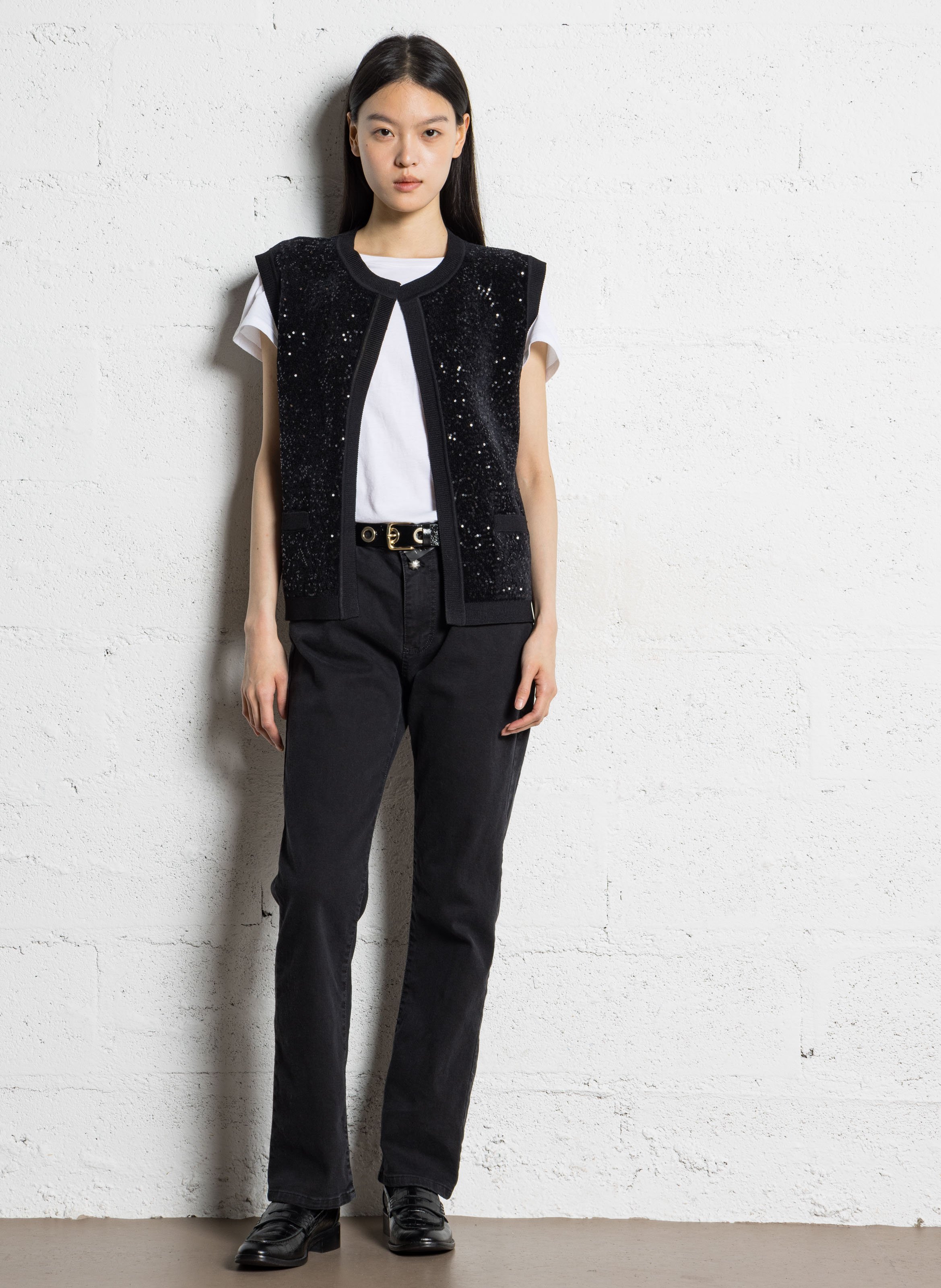 Gilet droit sans fermeture à sequins becka MAISON 123 Noir