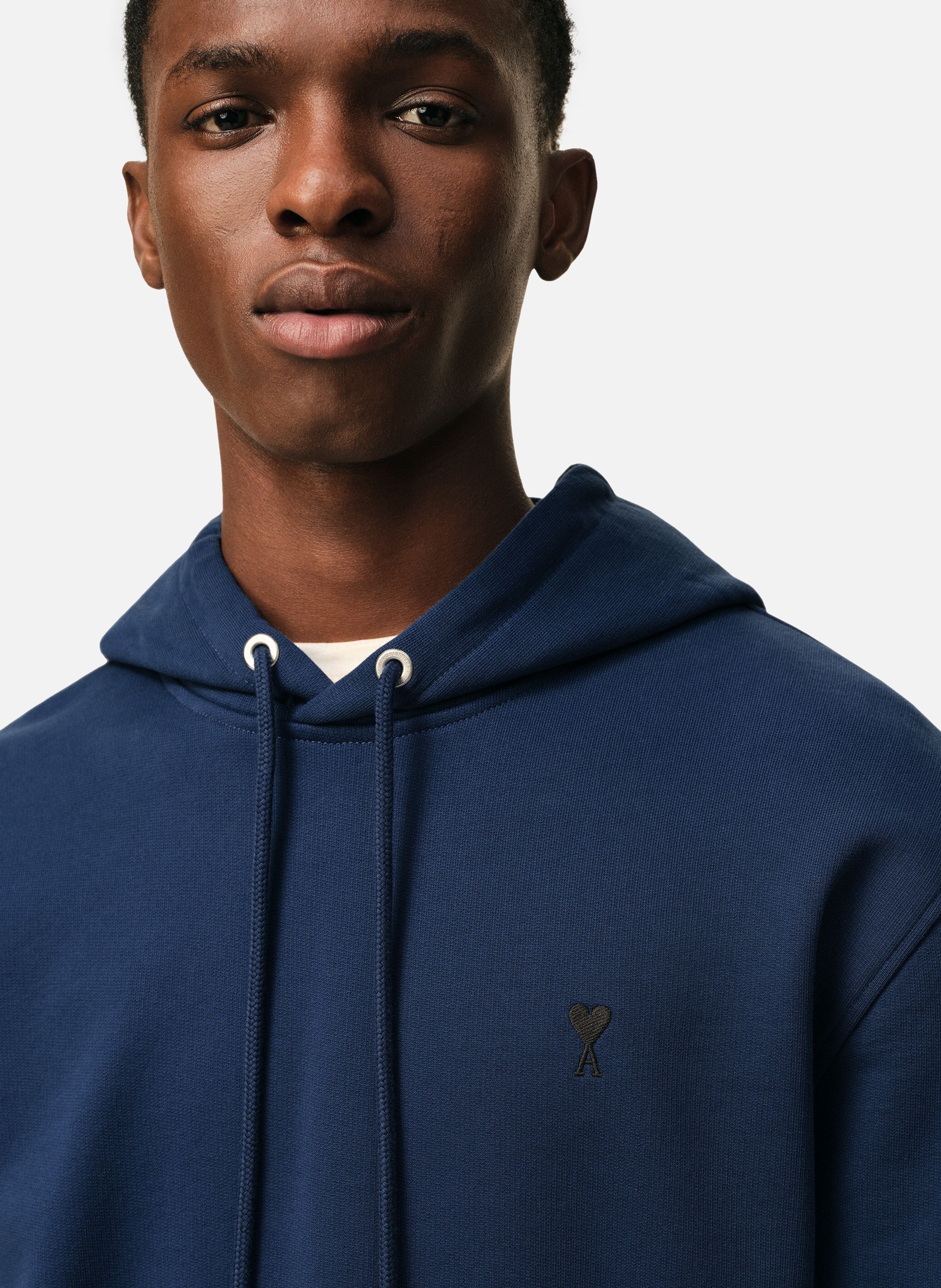 Hoodie ami de coeur en coton AMI PARIS Bleu