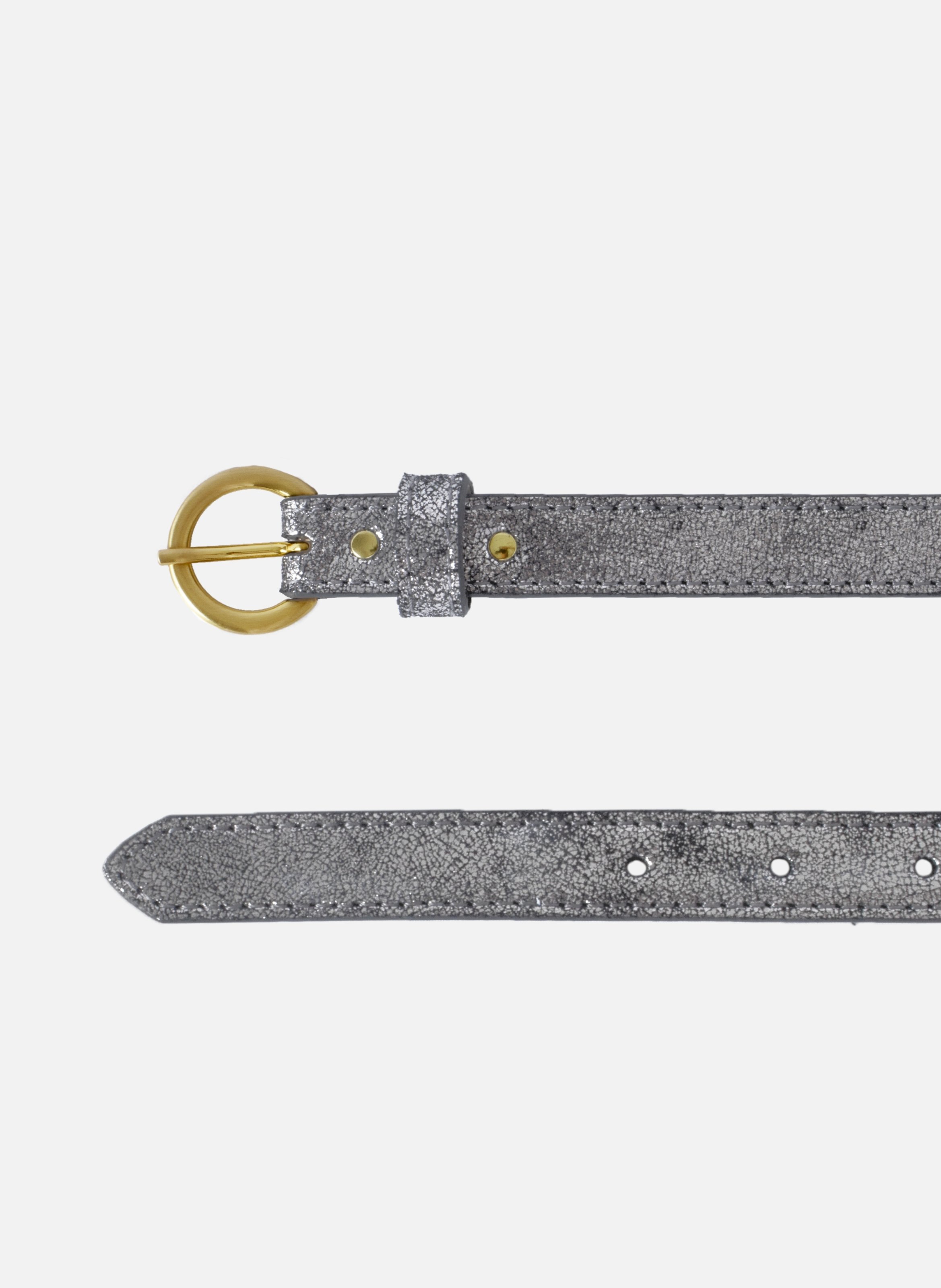 Ceinture boucle d'or cuir argenté JULES & JENN Argent