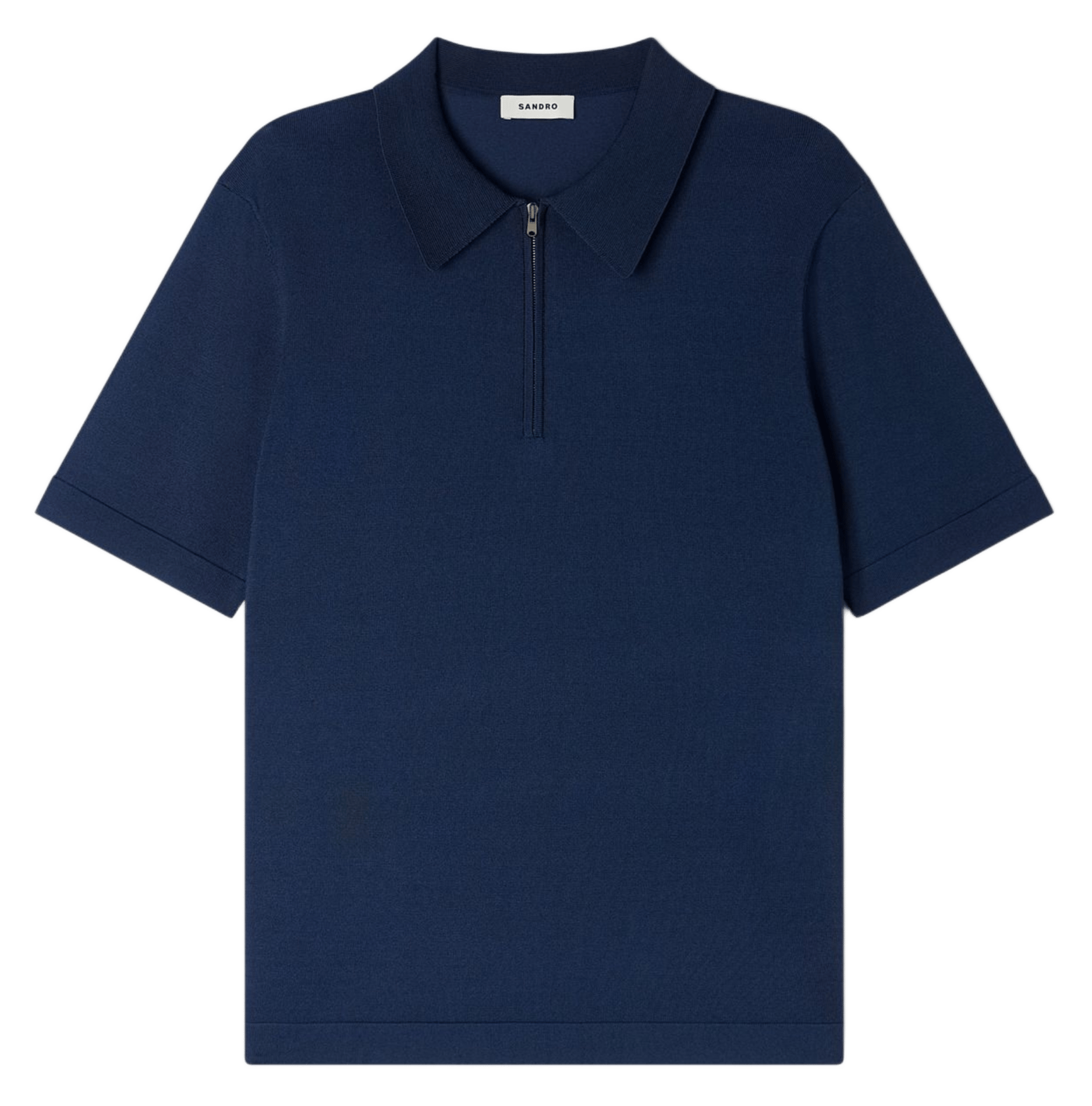 T-shirt manches courtes à col polo zippé SANDRO Bleu