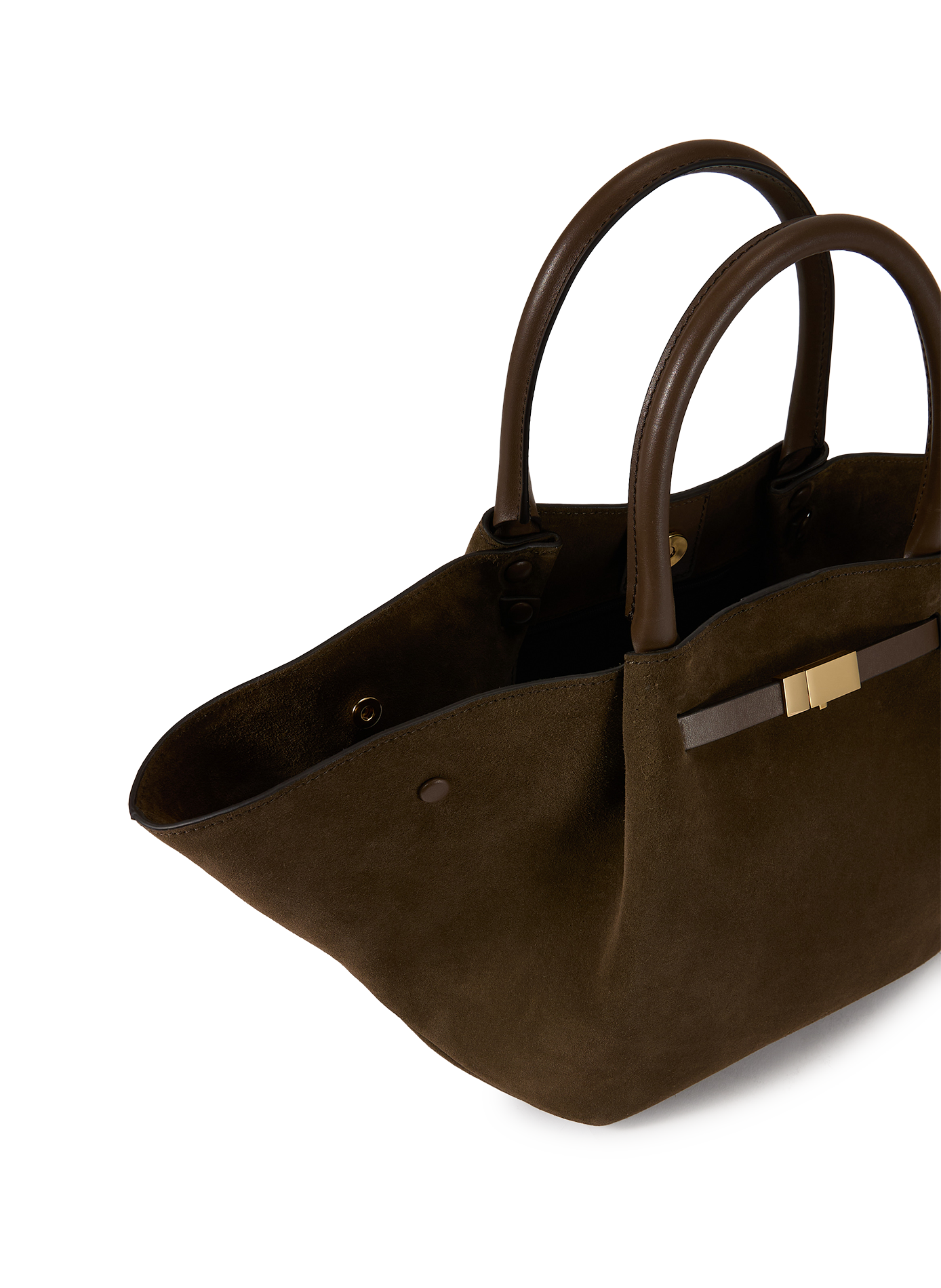 Sac à main Midi New York en cuir et coton DEMELLIER LONDON Marron