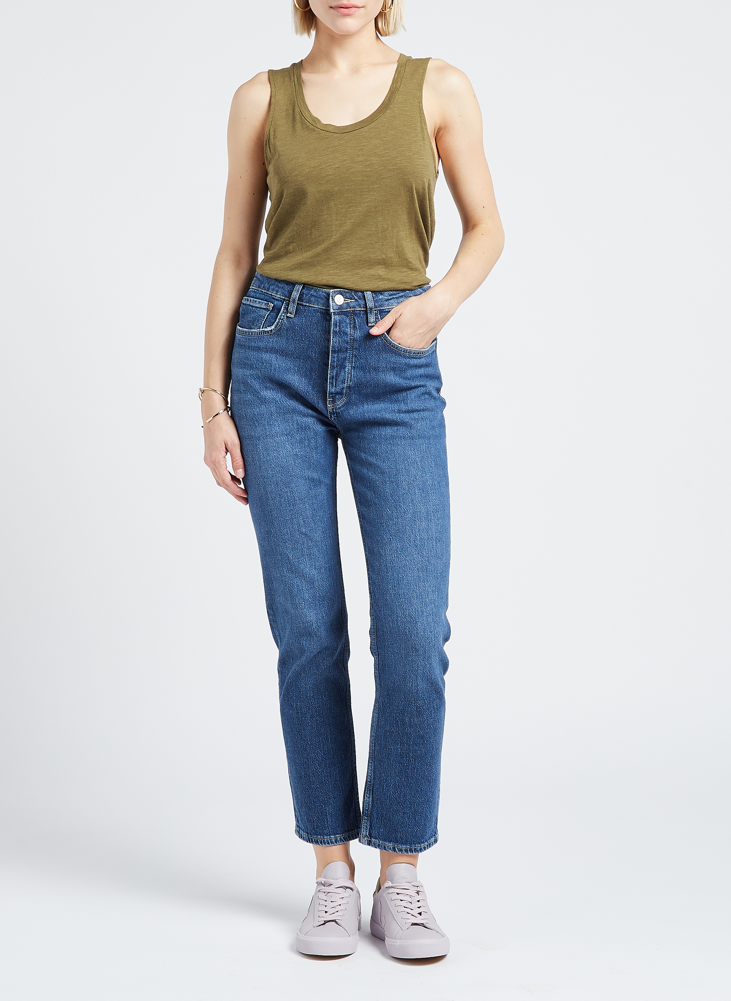 Débardeur à col rond en coton mélangé Jacksonville AMERICAN VINTAGE Kaki