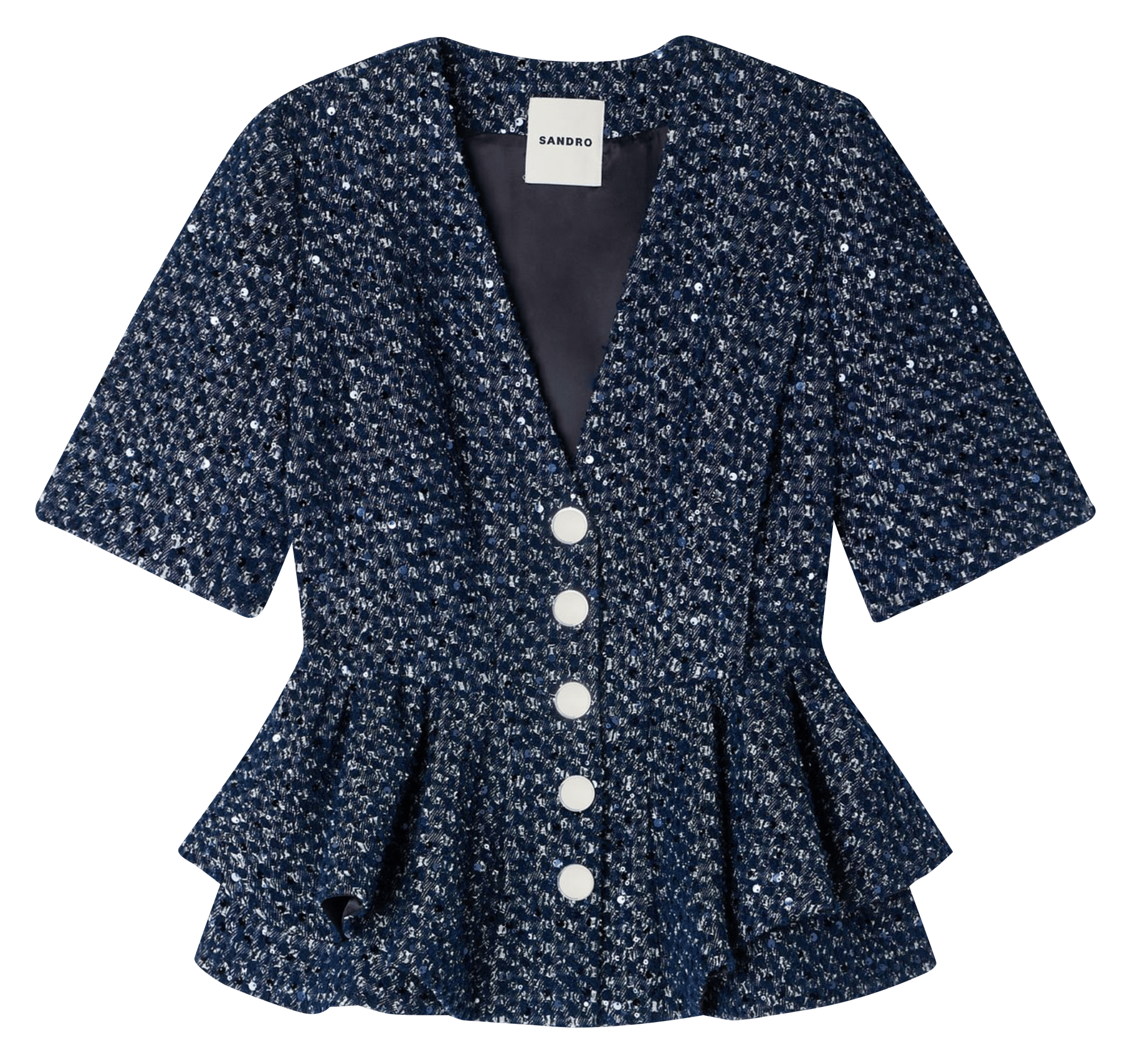 Veste col v à sequins SANDRO Bleu