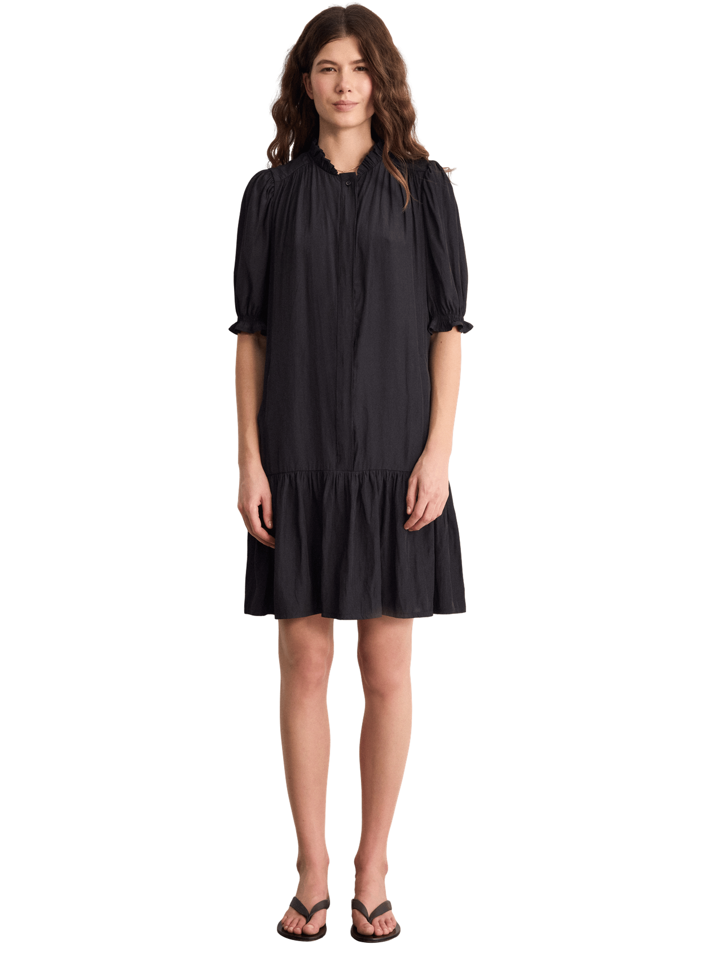 Robe droite et courte à volants - amalia PABLO Noir