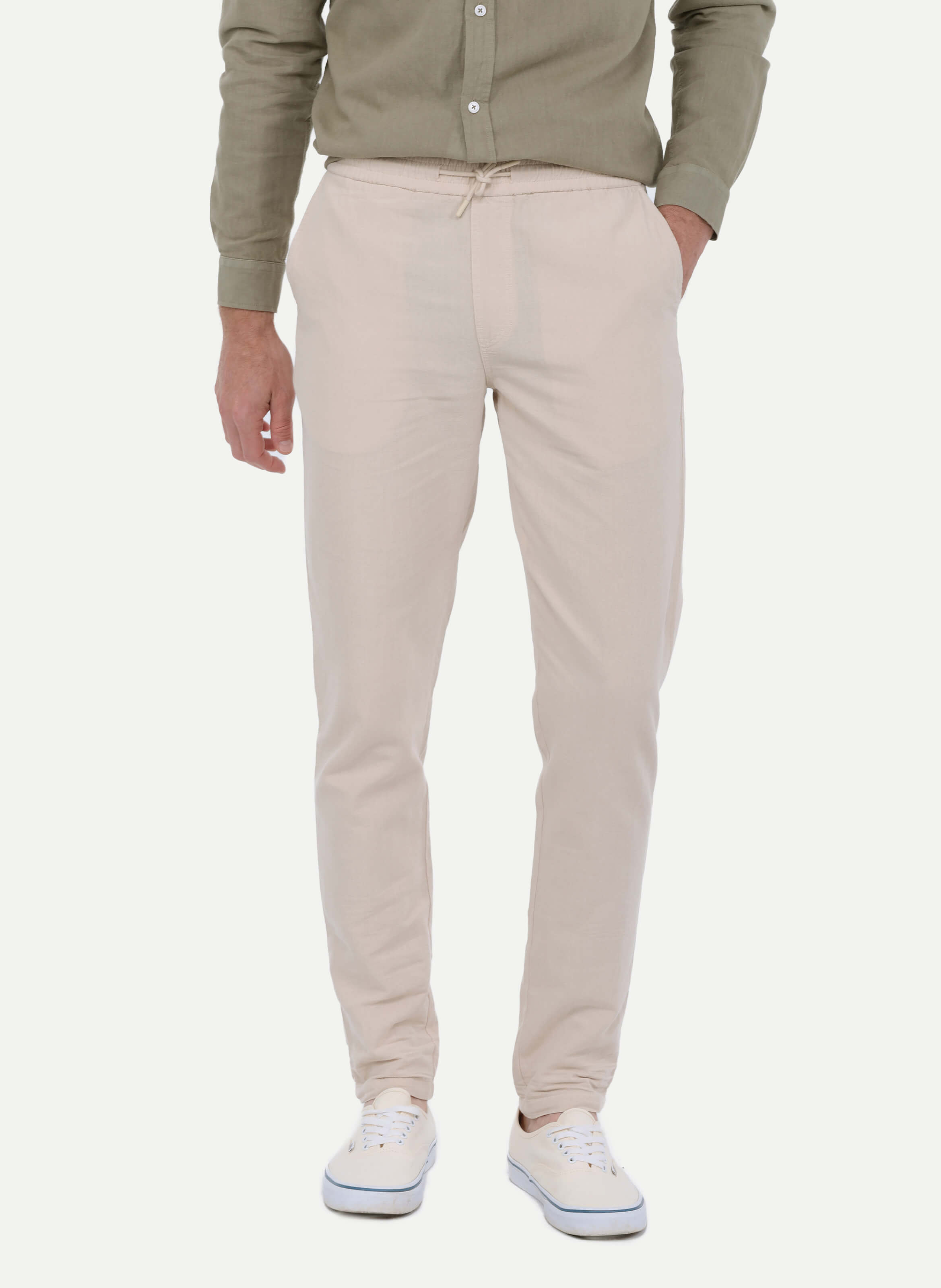 Pantalon en coton et lin GILI'S Blanc