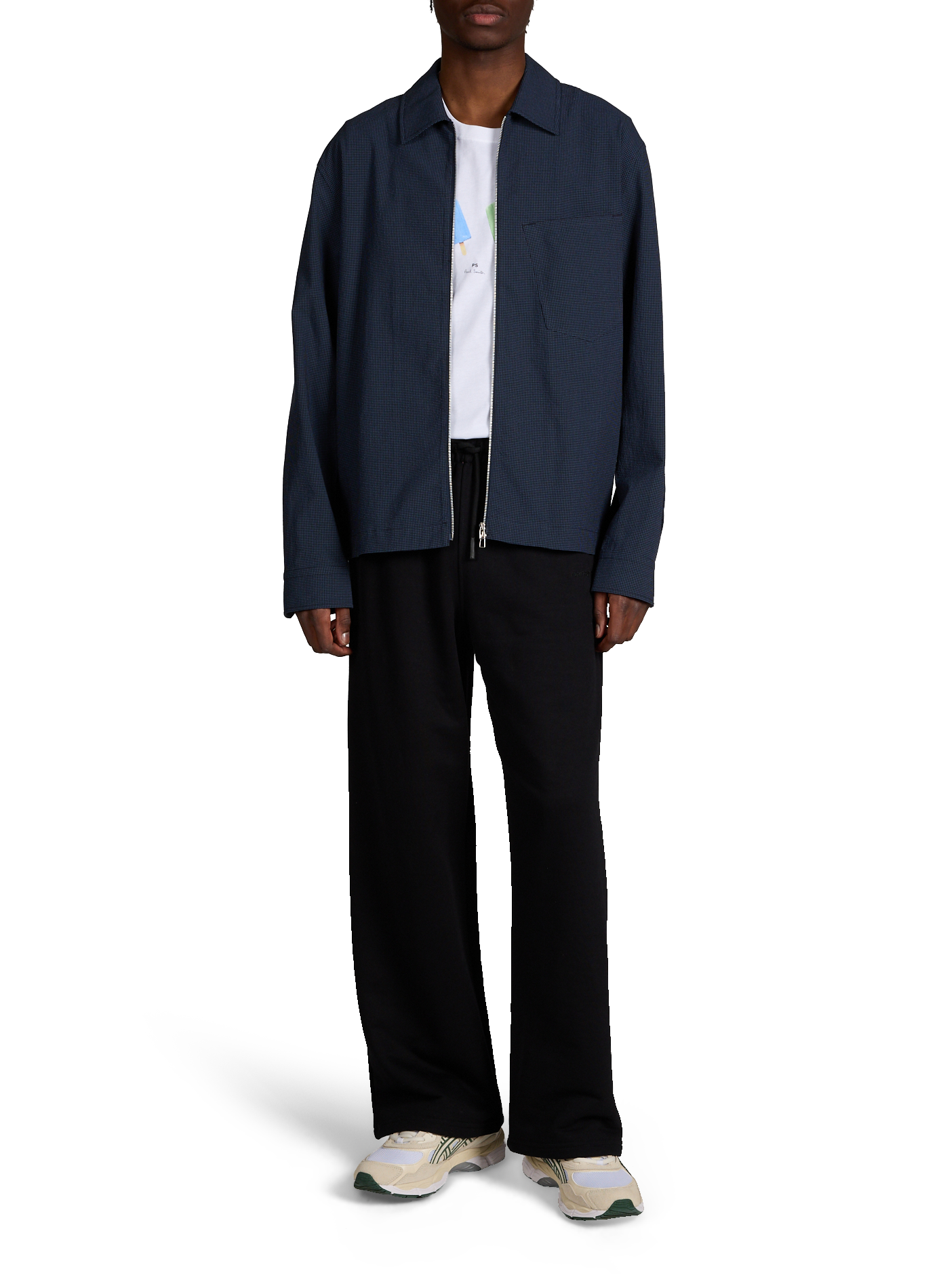 Seersucker checkered zip-up jacket PAUL SMITH Blue