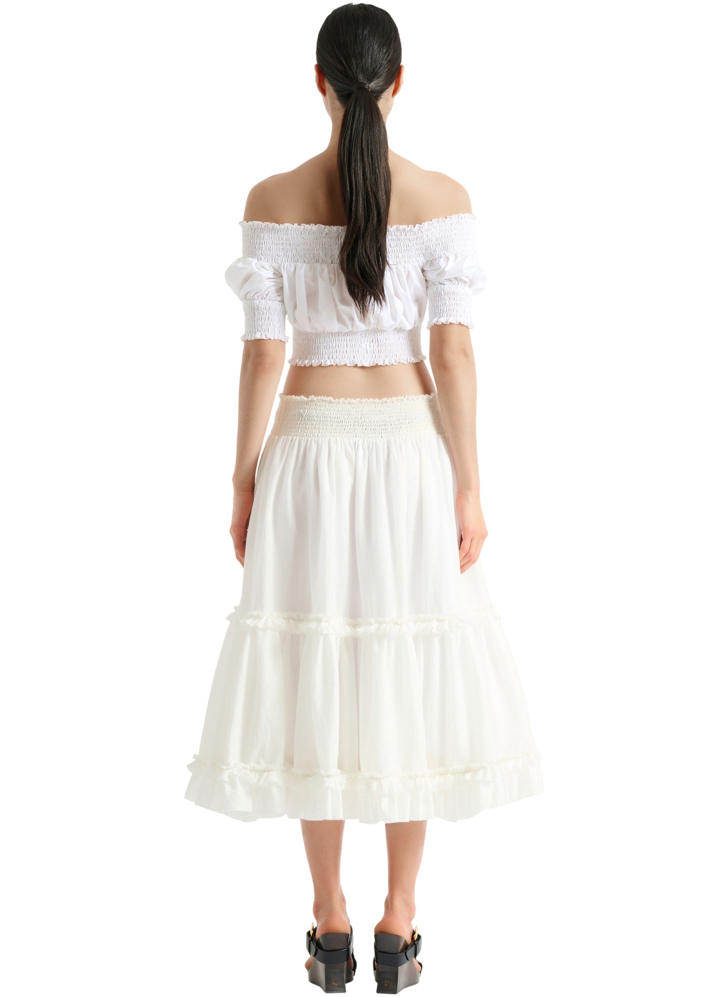 Jupe longue à fronces BALMAIN Blanc