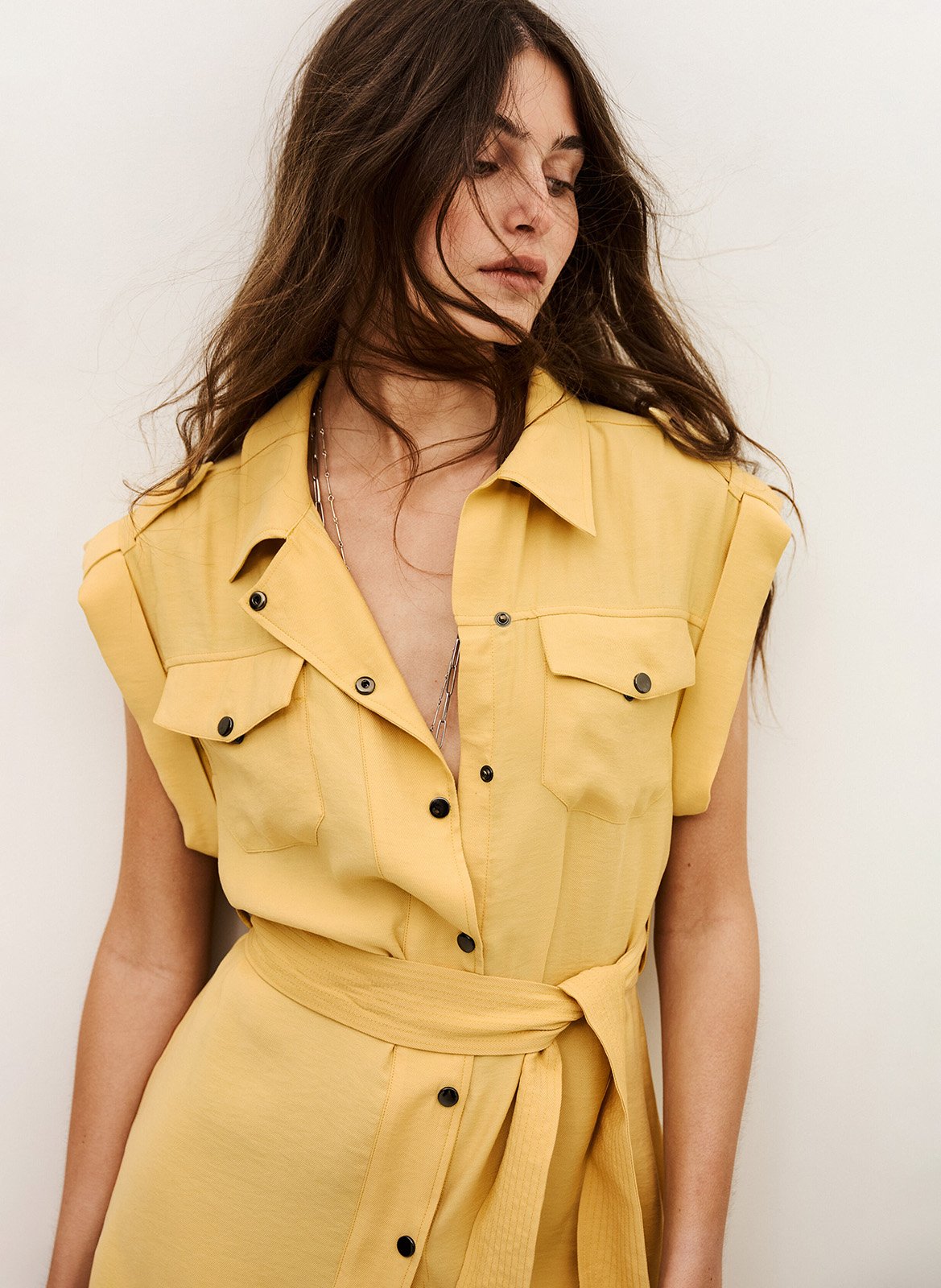 Robe courte col classique diala Beige