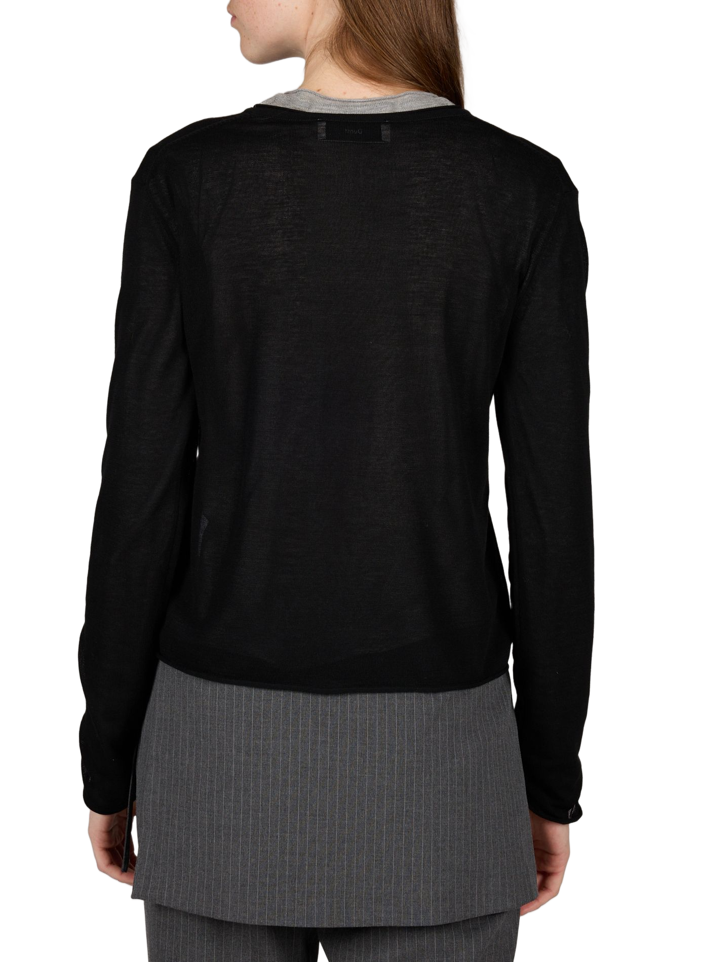 Transparent round-neck cardigan in blended cotton DUNST Black