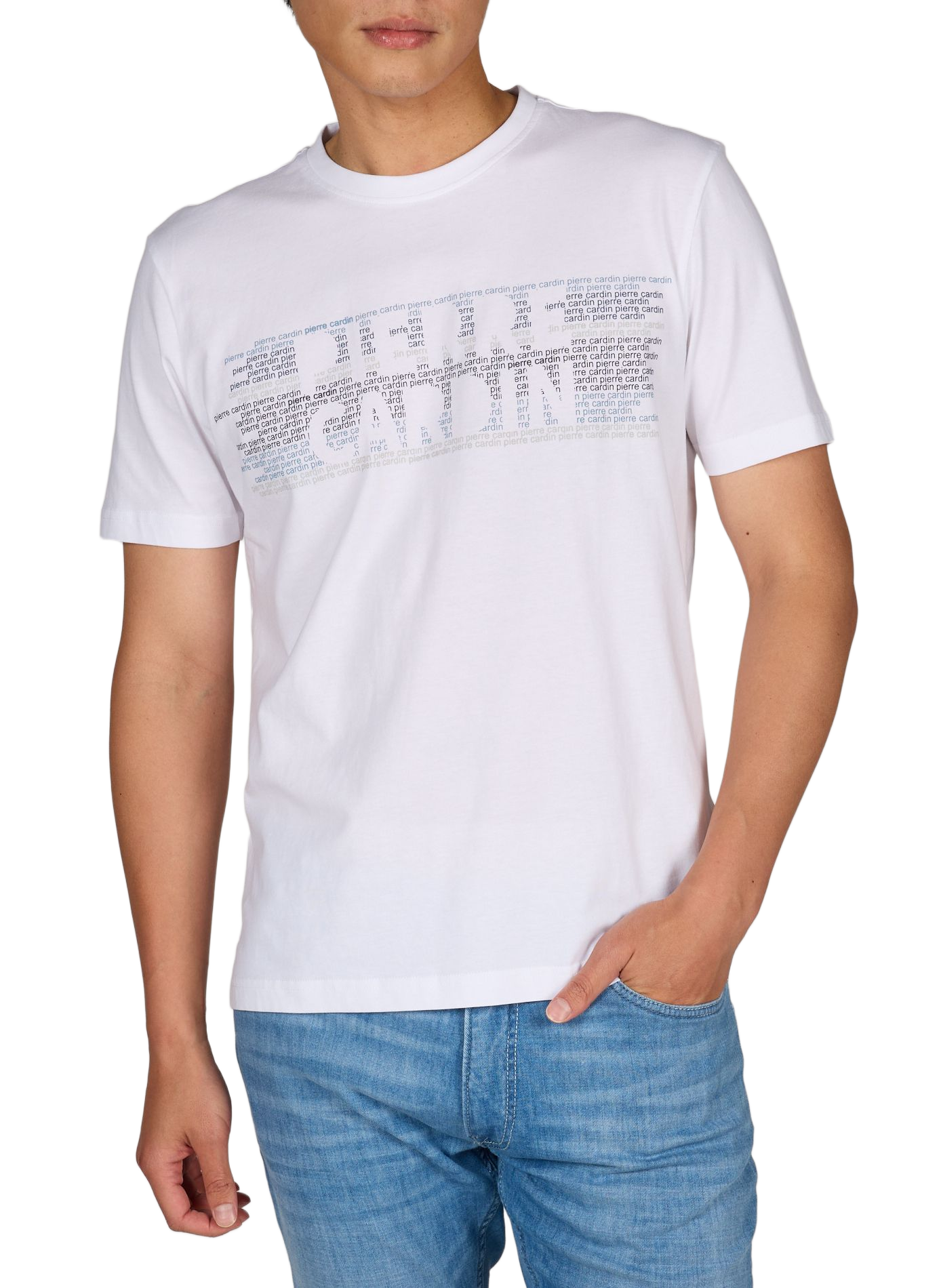 Maglietta con logo di marca in cotone PIERRE CARDIN Bianco